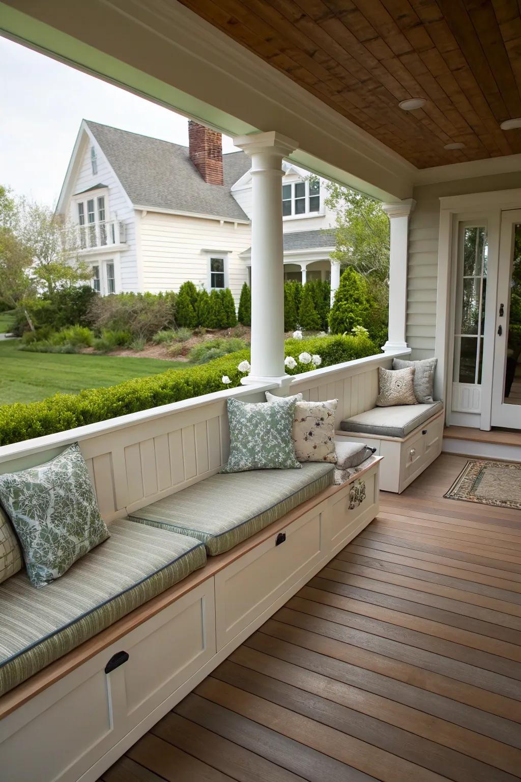 Built-in benches provide seamless seating solutions.