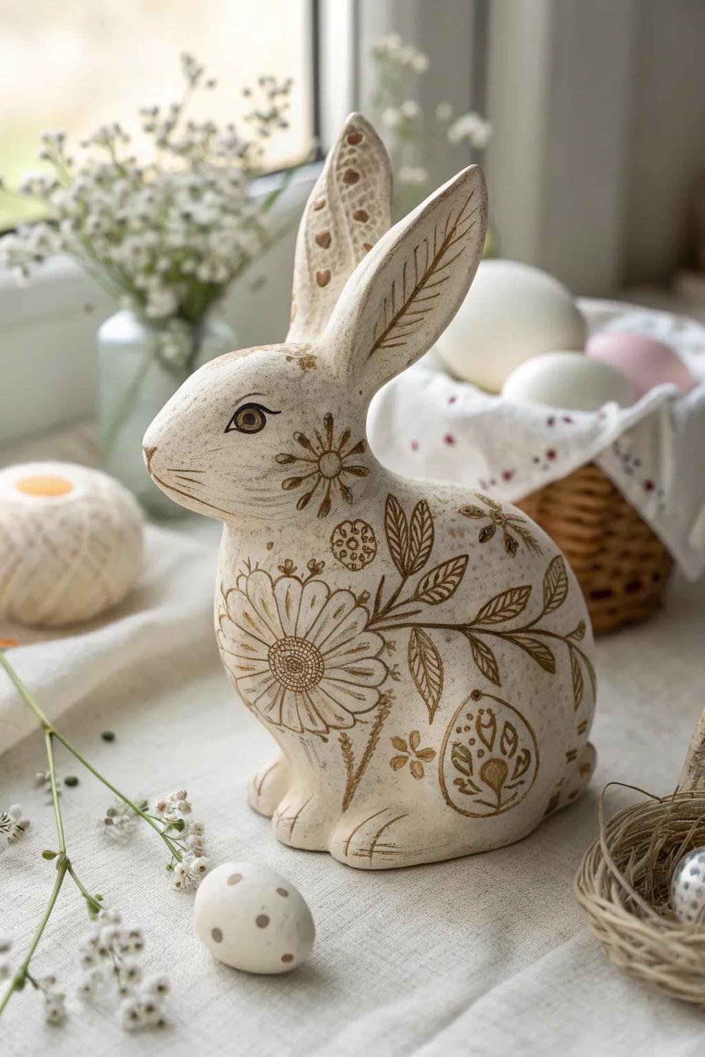 Embrace the charm of handcrafted critters with this boho-inspired puffy paint bunny, perfect for a cozy nursery corner.