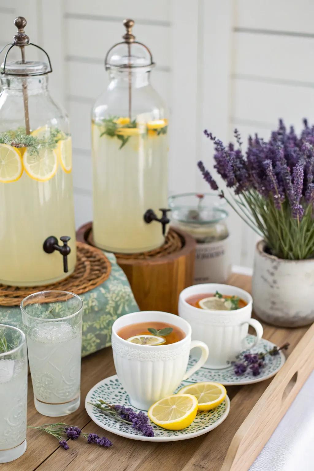 Lavender-infused beverages for a refreshing party treat.