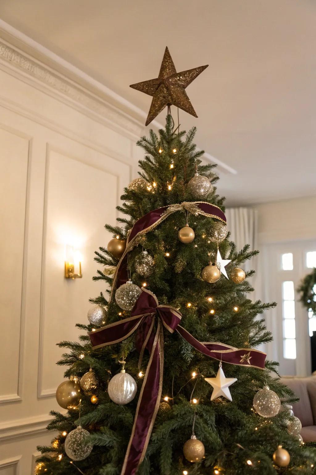 A stunning tree topper completes your holiday tree.