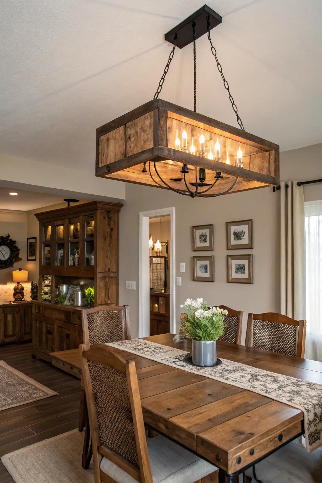 Illuminate your home with reclaimed wood light fixtures.