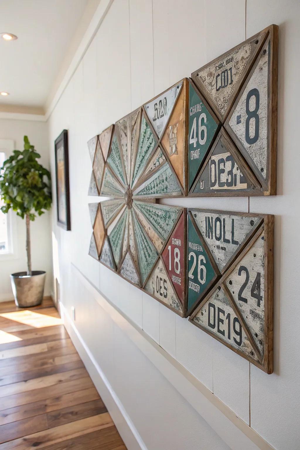 Transform vintage charm into art with recycled license plates—perfect for adding character to any space.