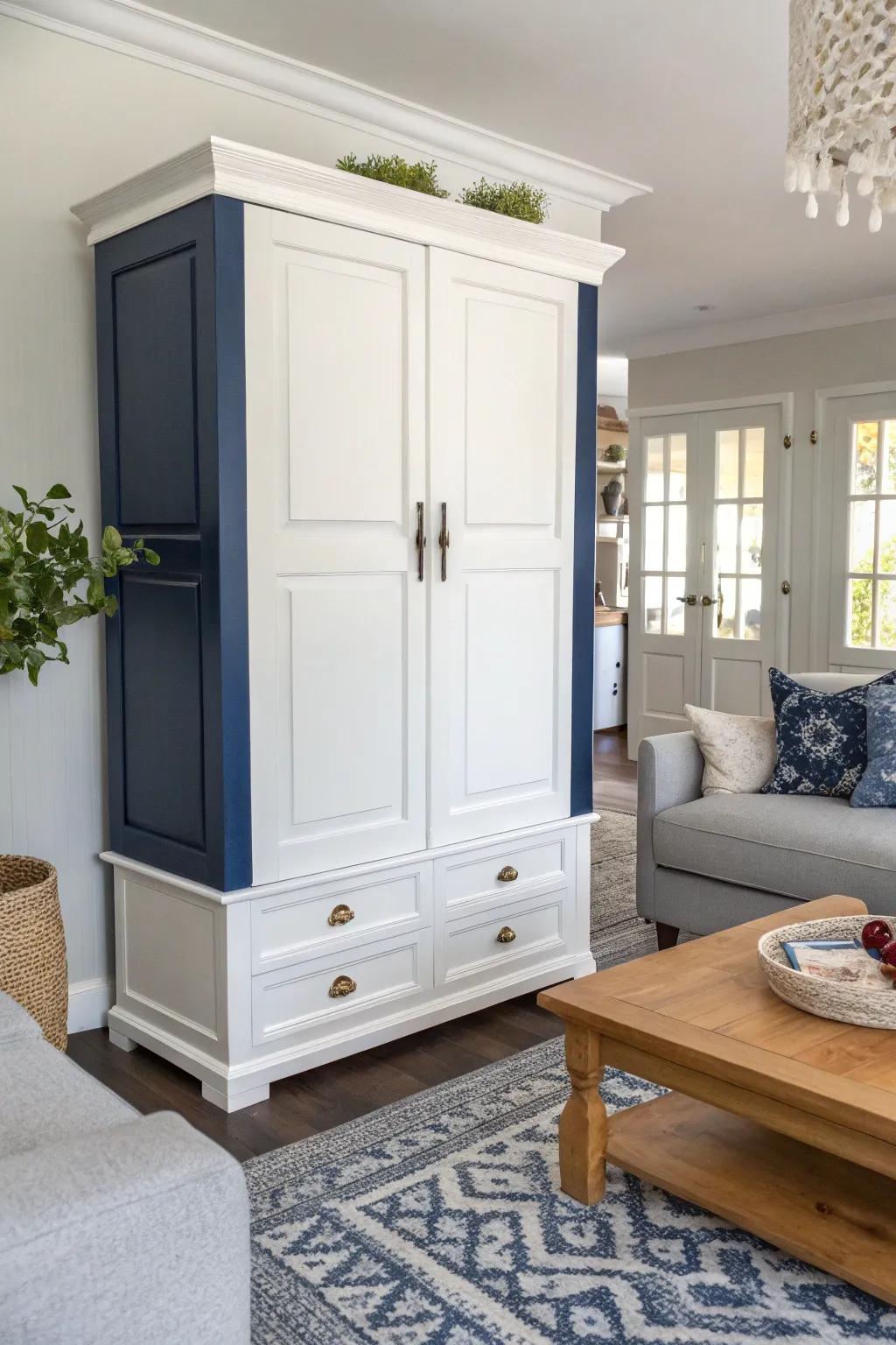 Two-tone elegance gives an armoire a sophisticated and modern look.