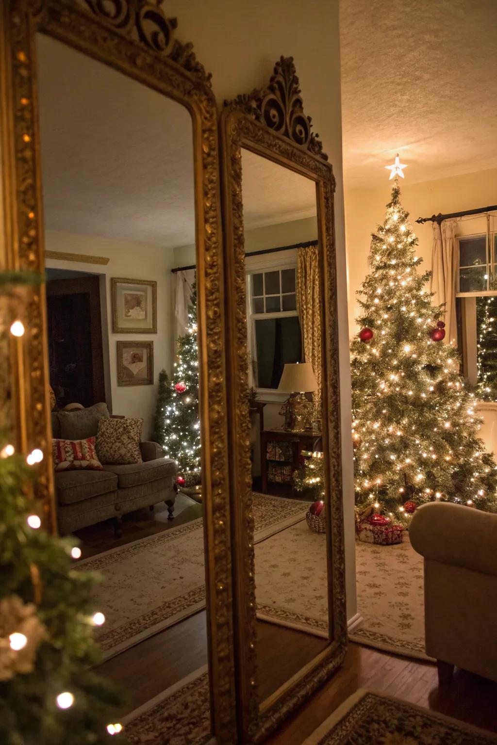 Antique mirrors reflect light and add sparkle.