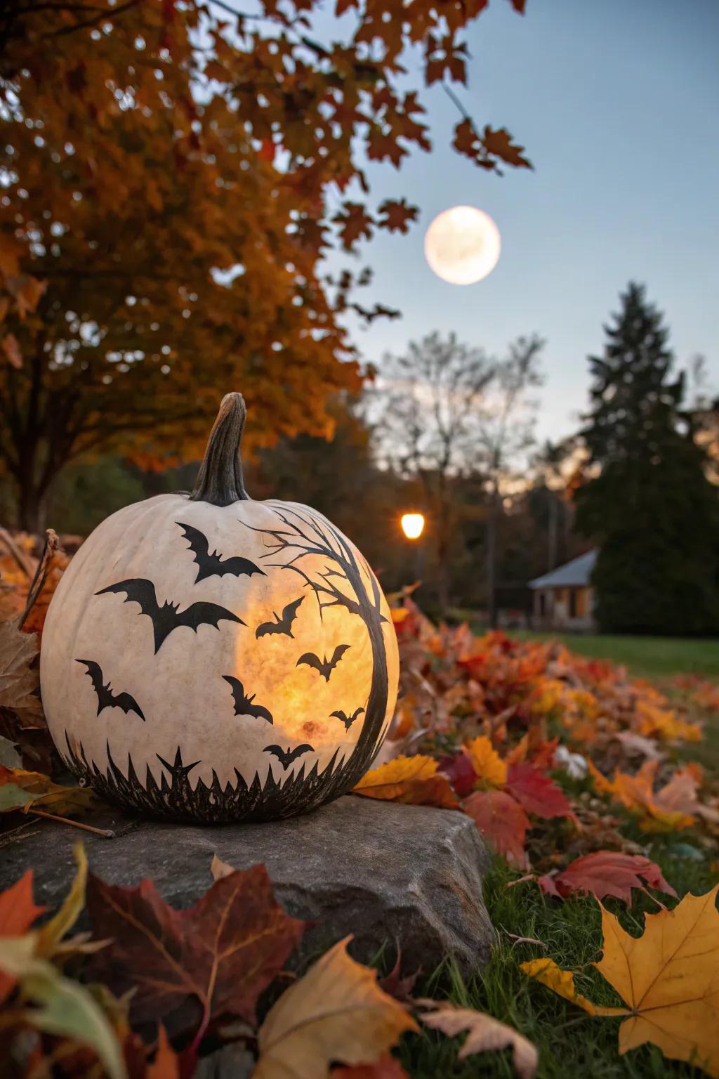 Bat-themed pumpkins are a flight of fancy for Halloween.