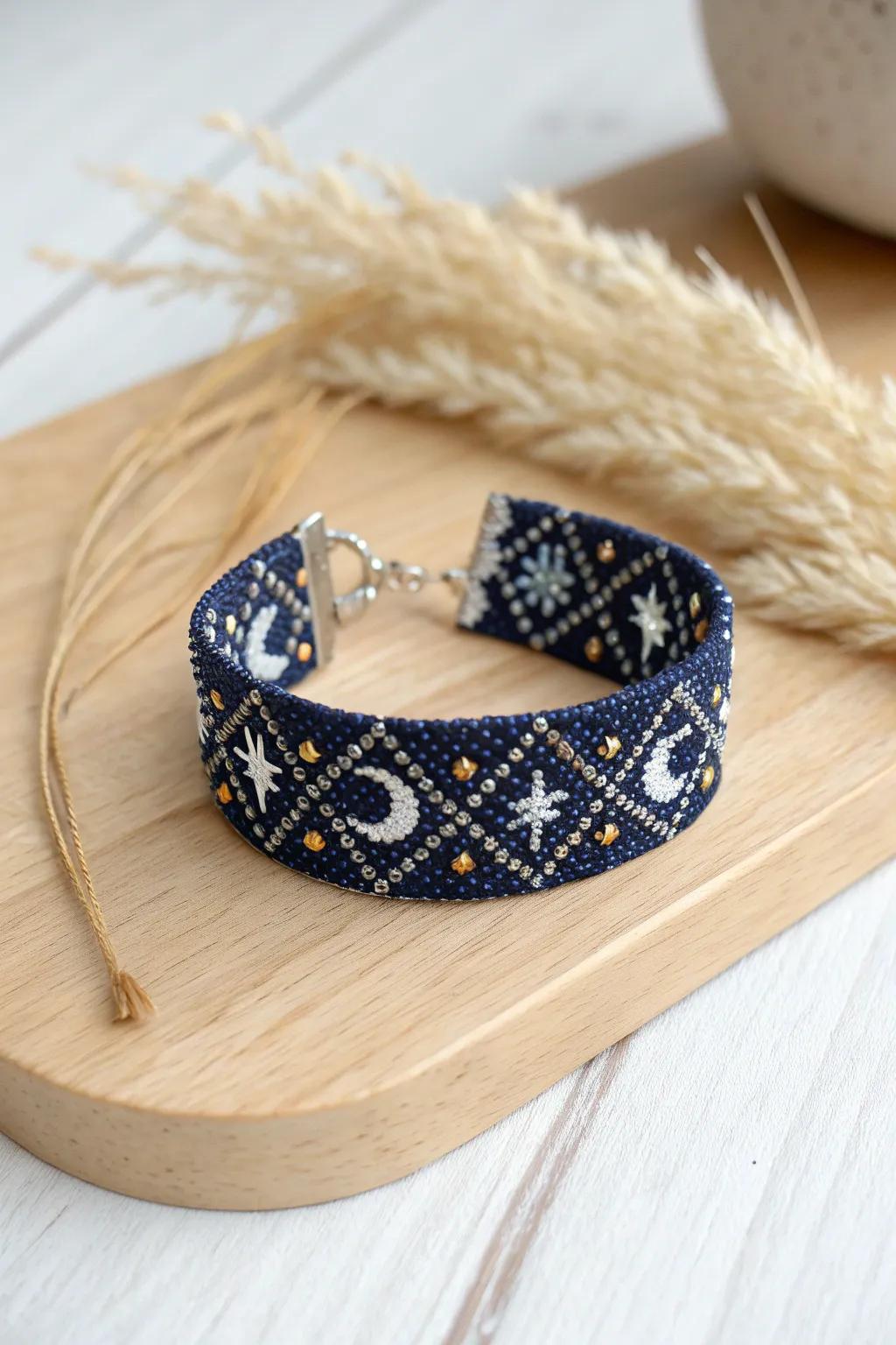 Wear the night sky on your wrist with this celestial seed bead bracelet.