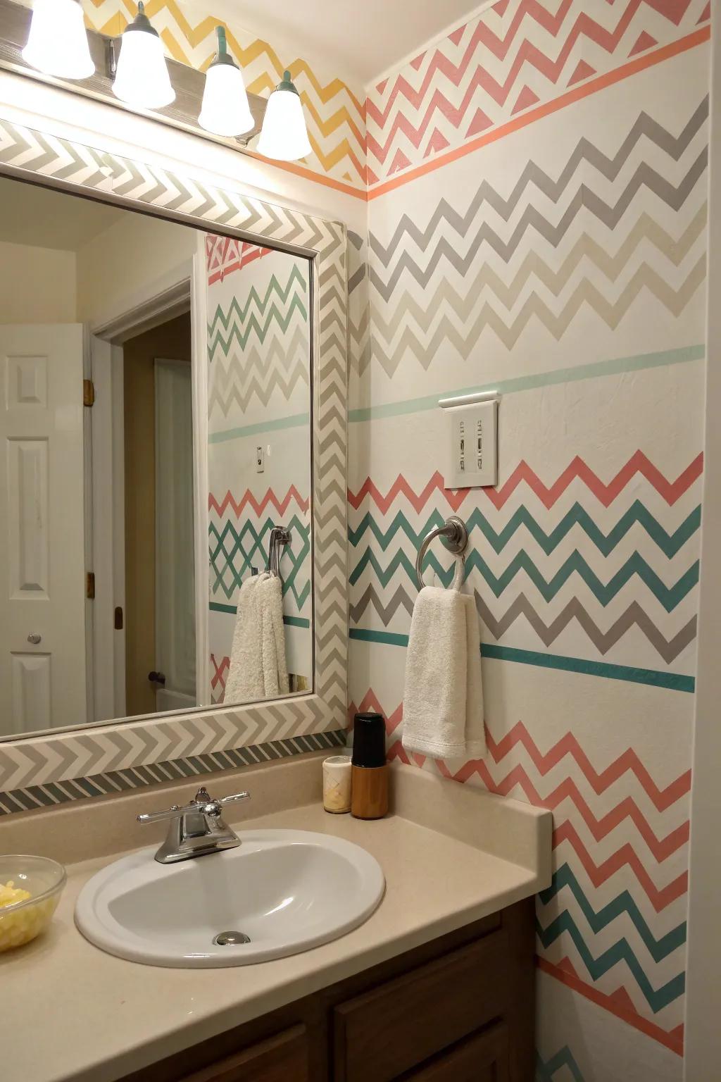 Add a touch of elegance with washi tape chevron patterns.