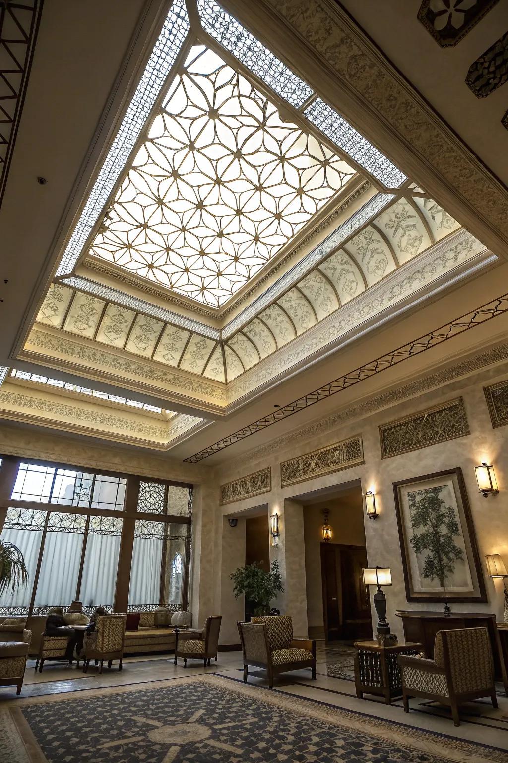 Infuse timeless elegance with vintage patterned skylights.