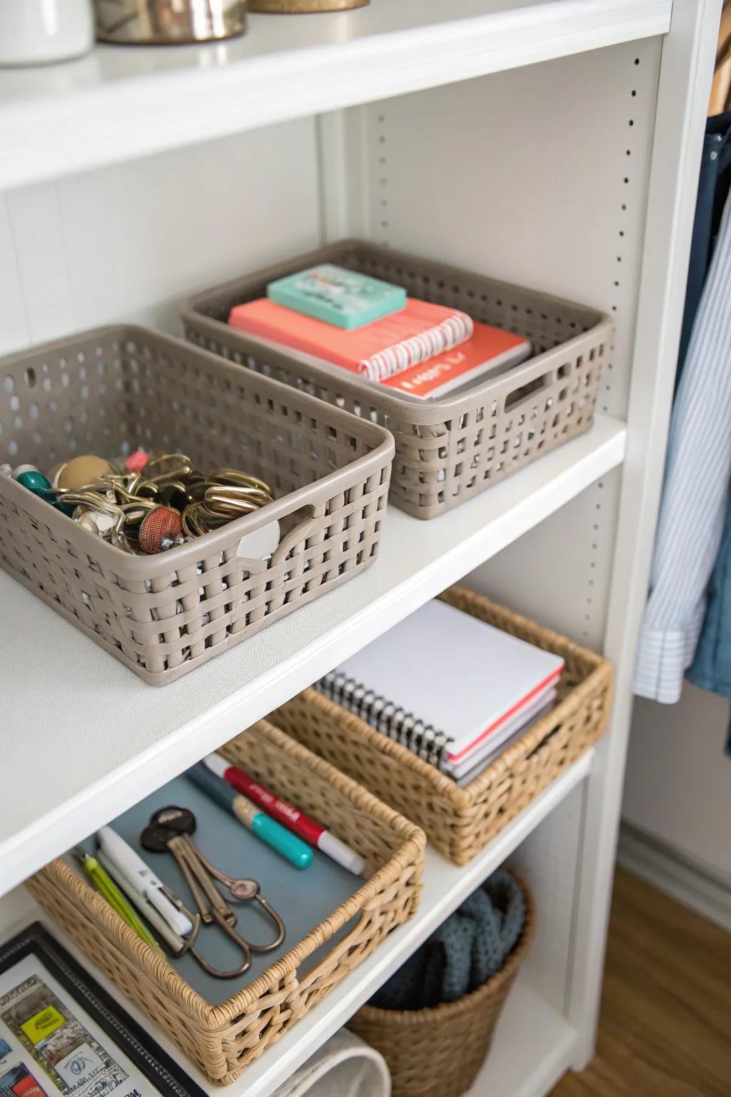 Under-shelf baskets make use of often overlooked space.