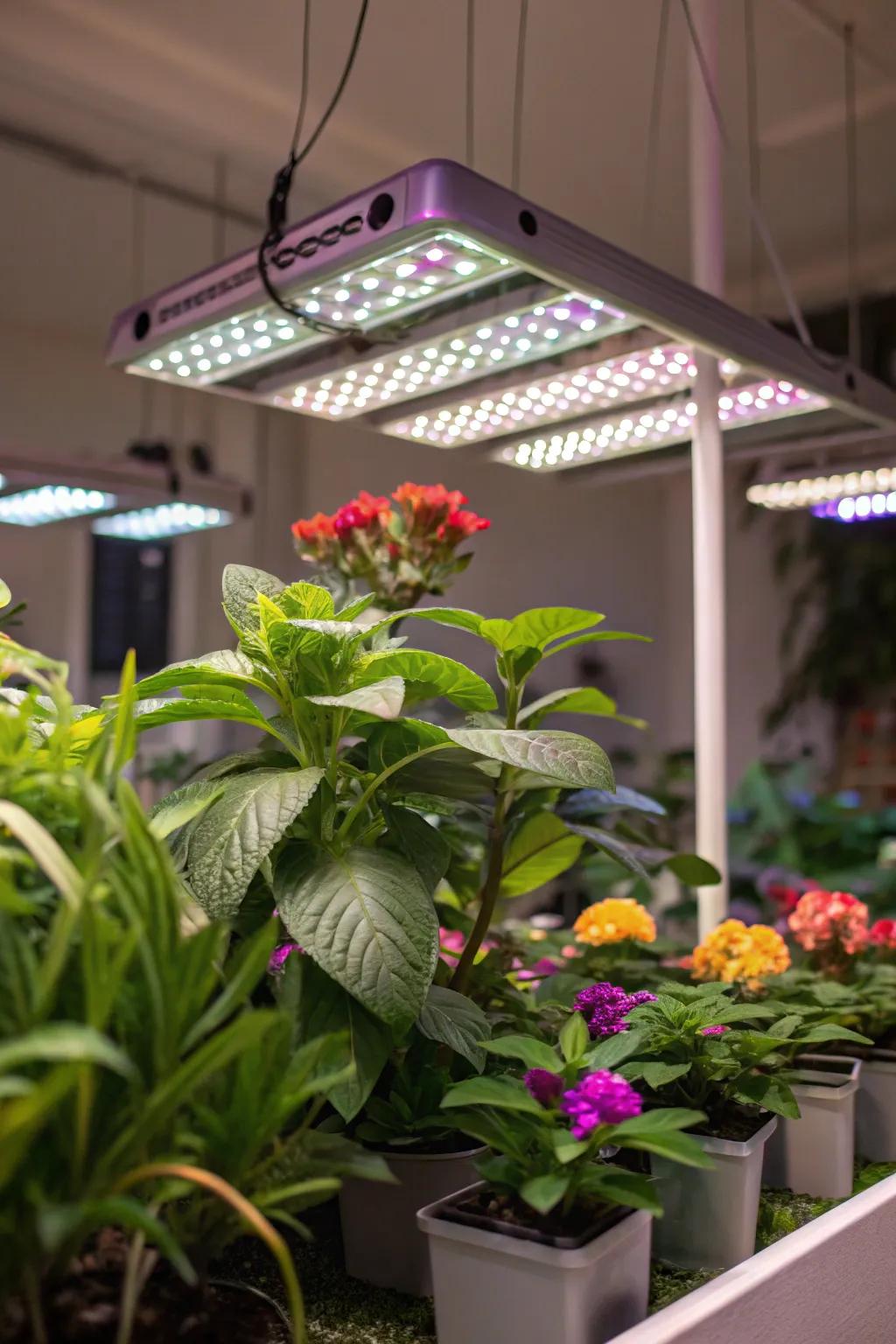 LED grow lights help plants thrive in any room.