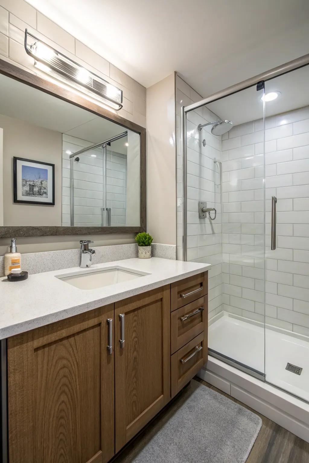 Easy-clean surfaces simplify maintenance and keep your bathroom looking pristine.