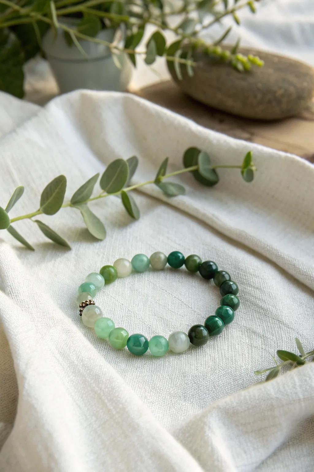 Embrace simplicity and elegance with this handcrafted green beaded bracelet, perfect for St. Patrick's Day and beyond.