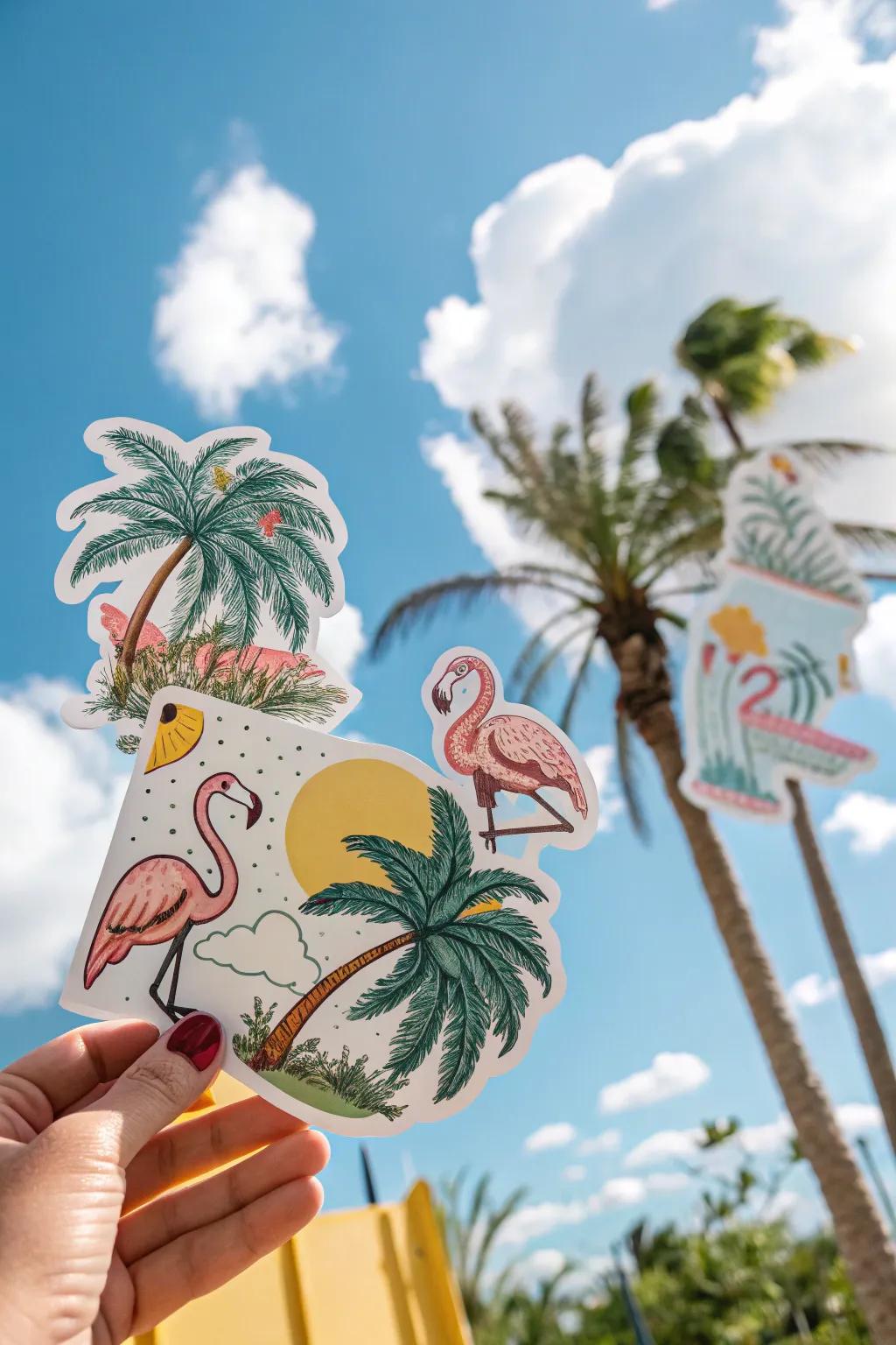 Tropical paradise stickers for a sunny vibe.