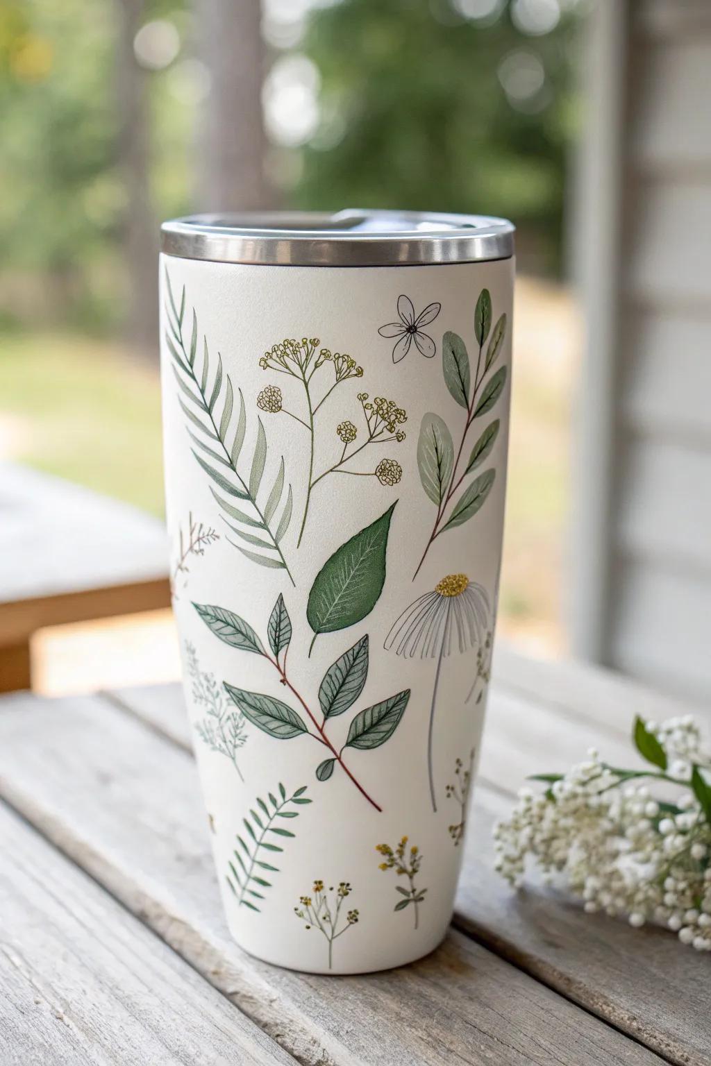 Bring the serenity of nature into your daily routine with this beautifully crafted tumbler, where minimalist design meets boho elegance.