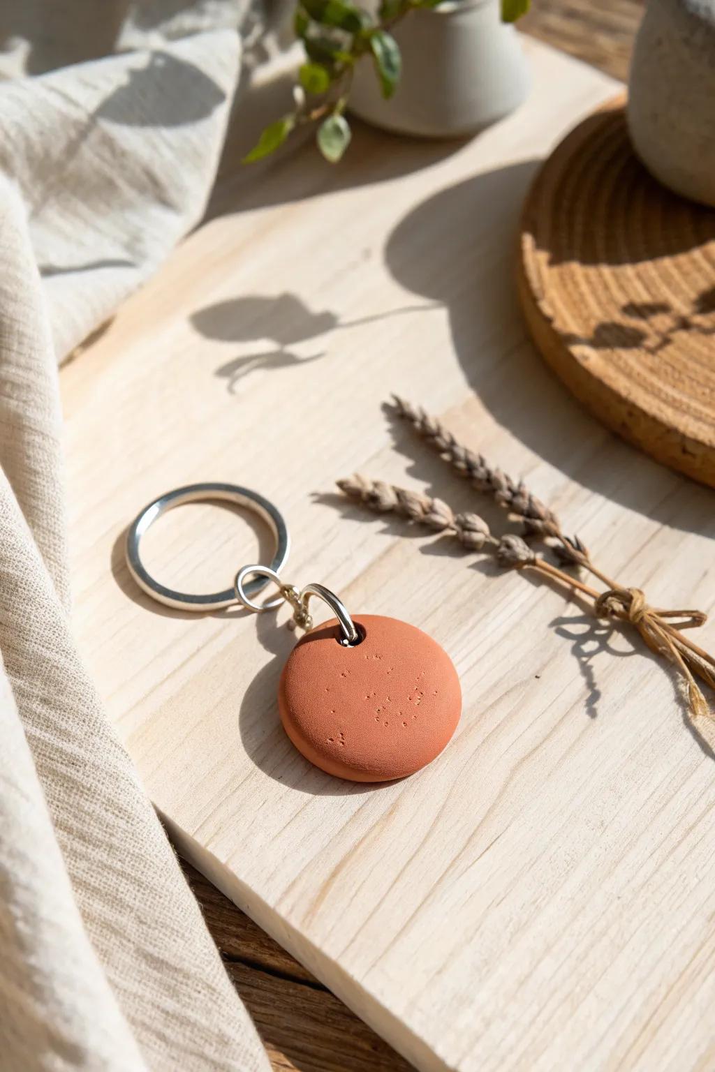 Embrace the art of simplicity with handcrafted terracotta keychains - a perfect touch of natural elegance.