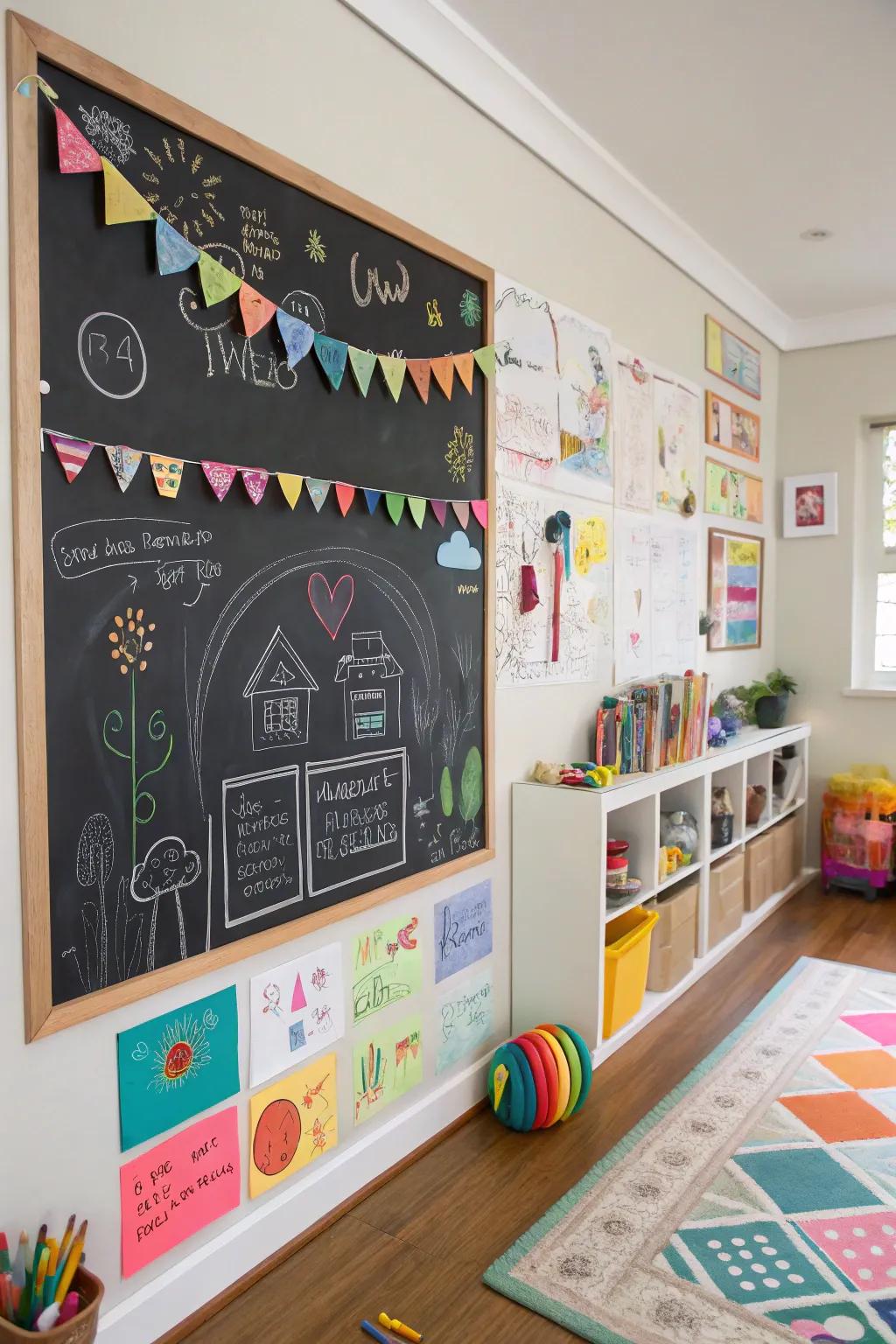 Add versatility to your space with a chalkboard bulletin board.