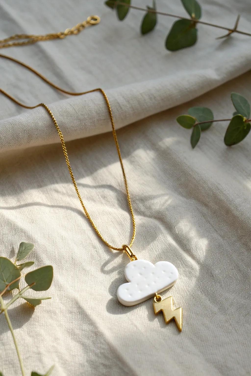 Carry the storm's beauty with you in this elegant, handmade necklace.