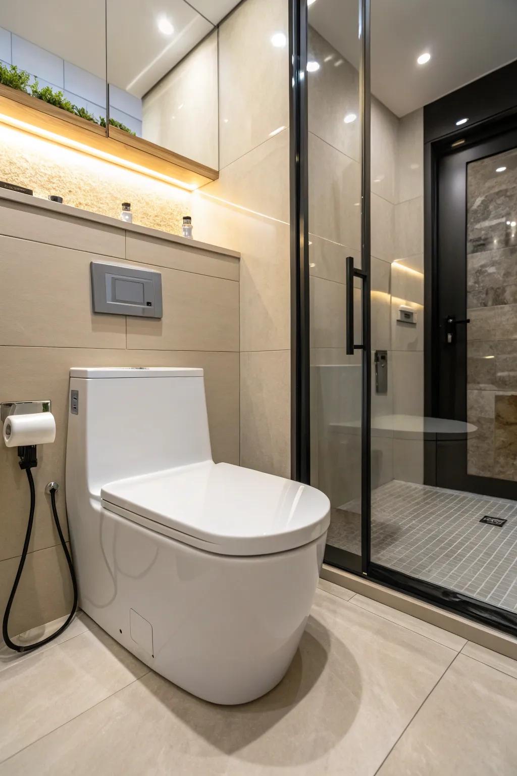 Tankless toilets offer a sleek and space-saving solution.