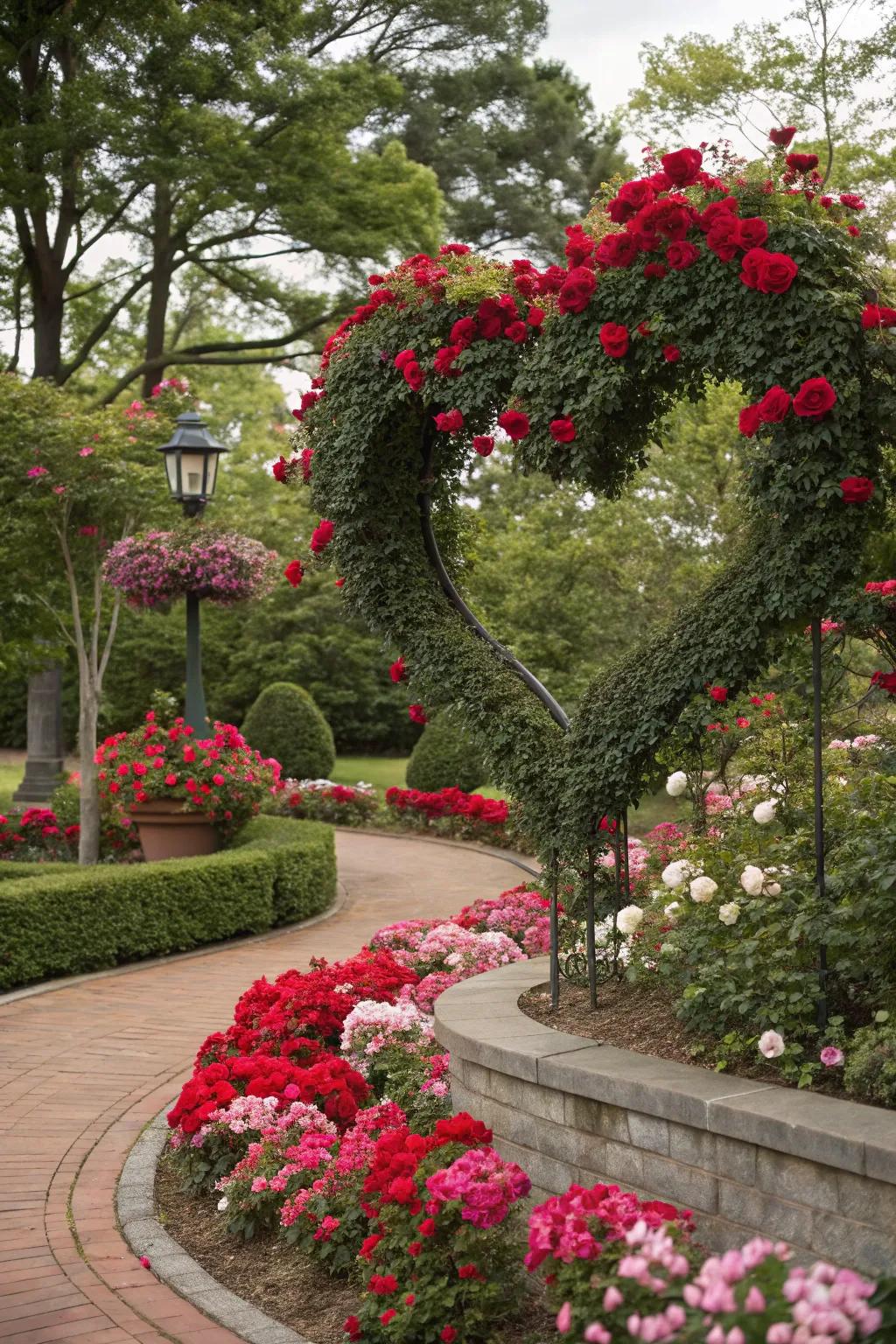 Heart-shaped topiary expressing love and romance in the garden.