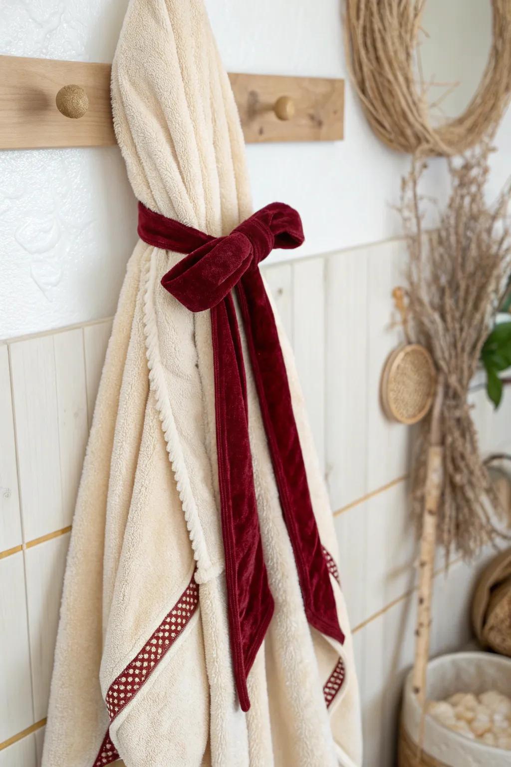 Elevate your bathroom decor with the understated elegance of velvet strips for a touch of luxury.