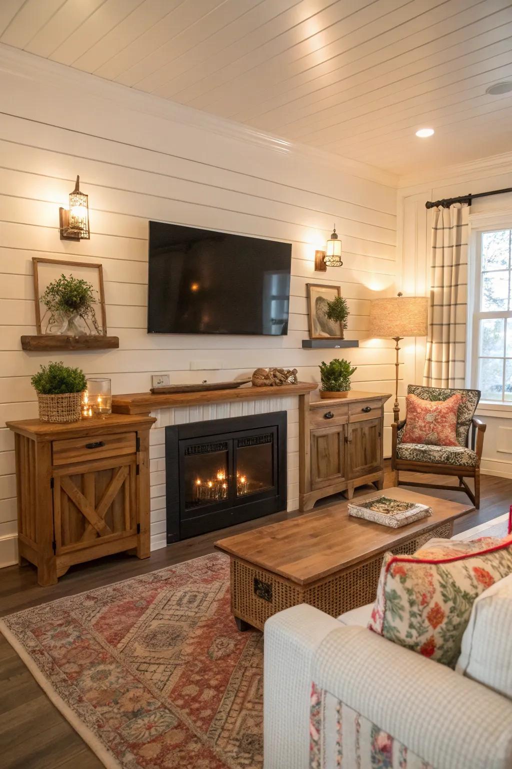 Shiplap adds charm and texture to your TV wall.