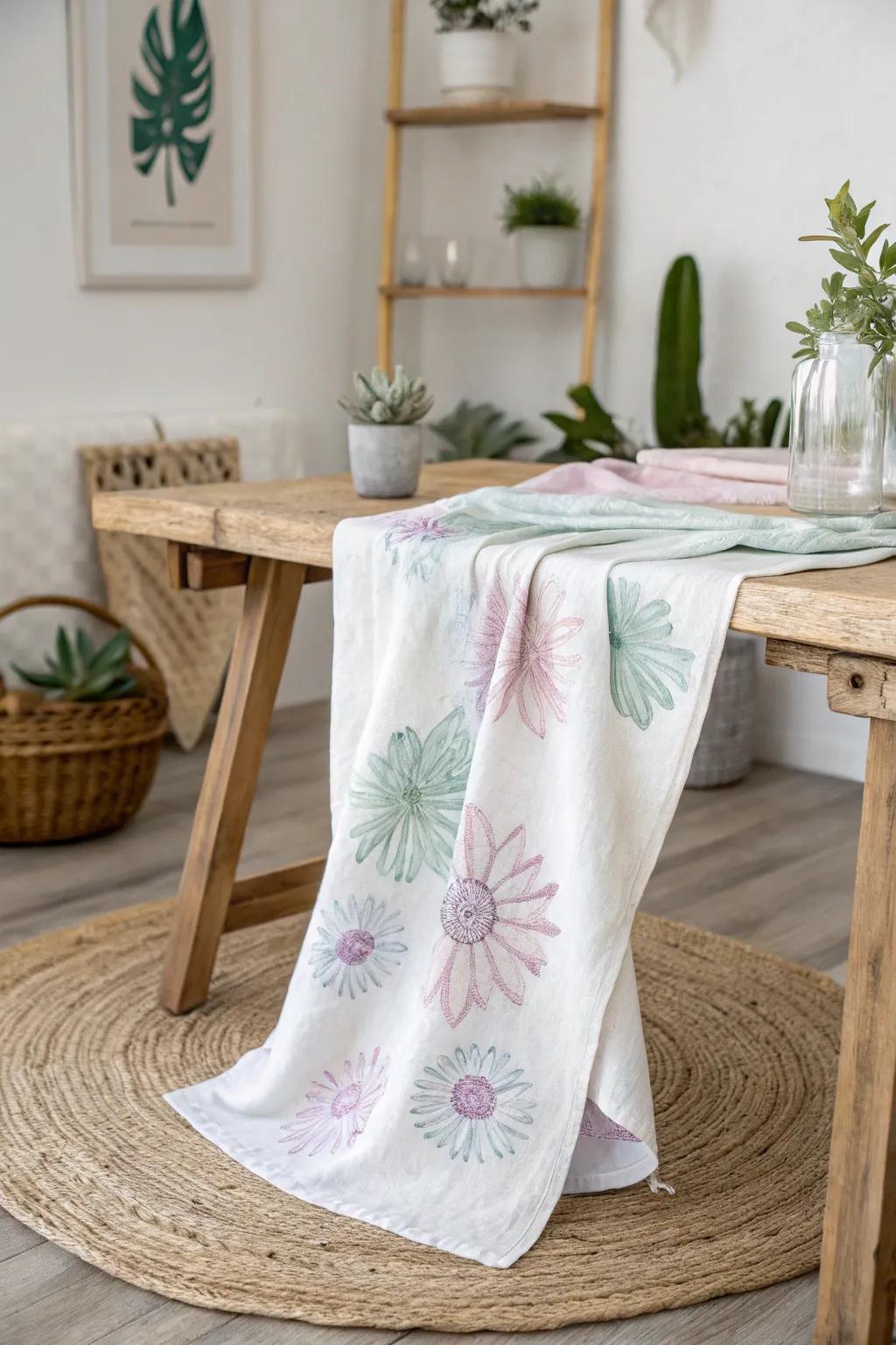 Bring the garden indoors with this charming flower tie dye—where nature meets minimalist elegance.