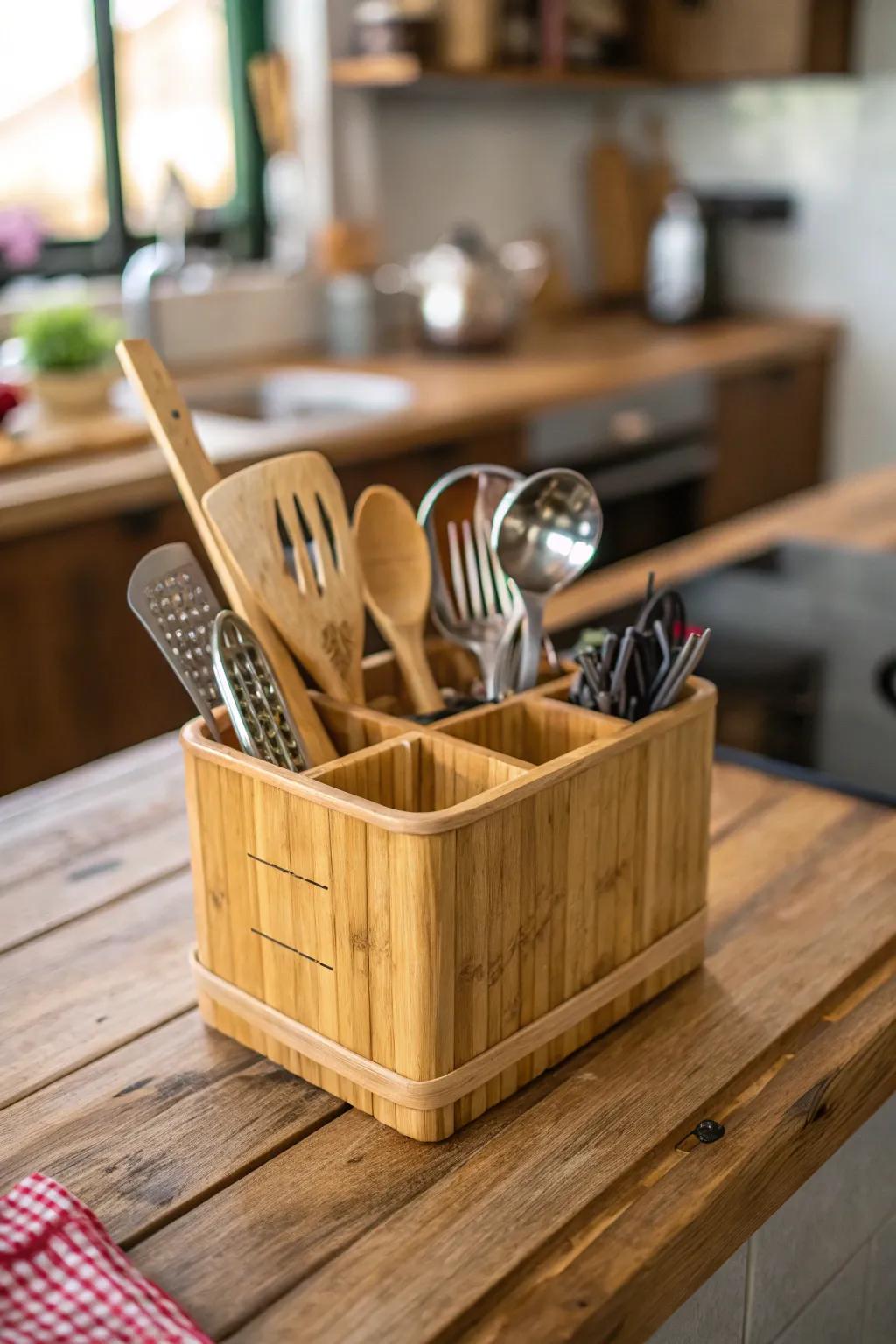 Bamboo caddies are eco-friendly and stylish.