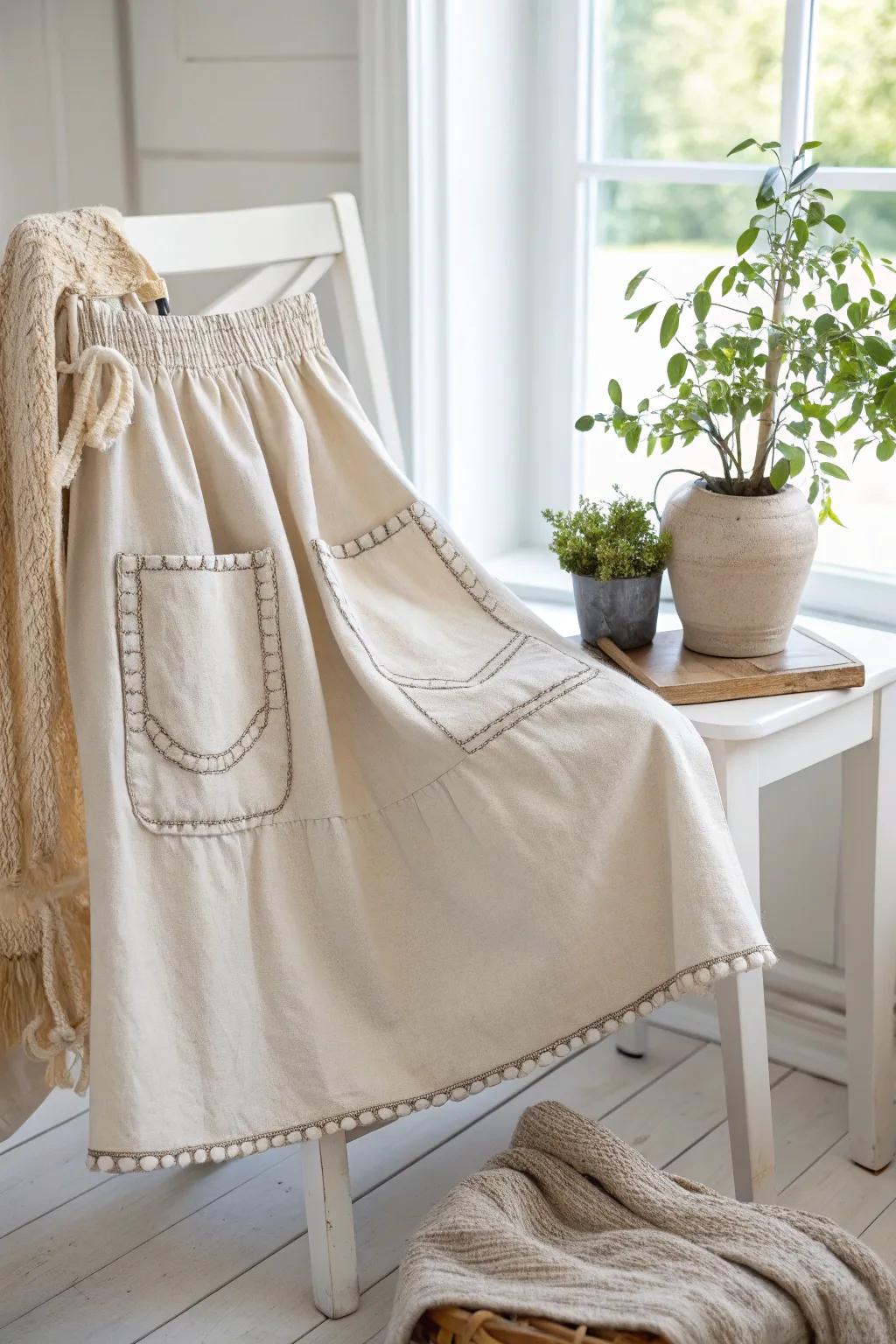 Transform your skirt with stylish pockets – practical beauty for the modern minimalist.