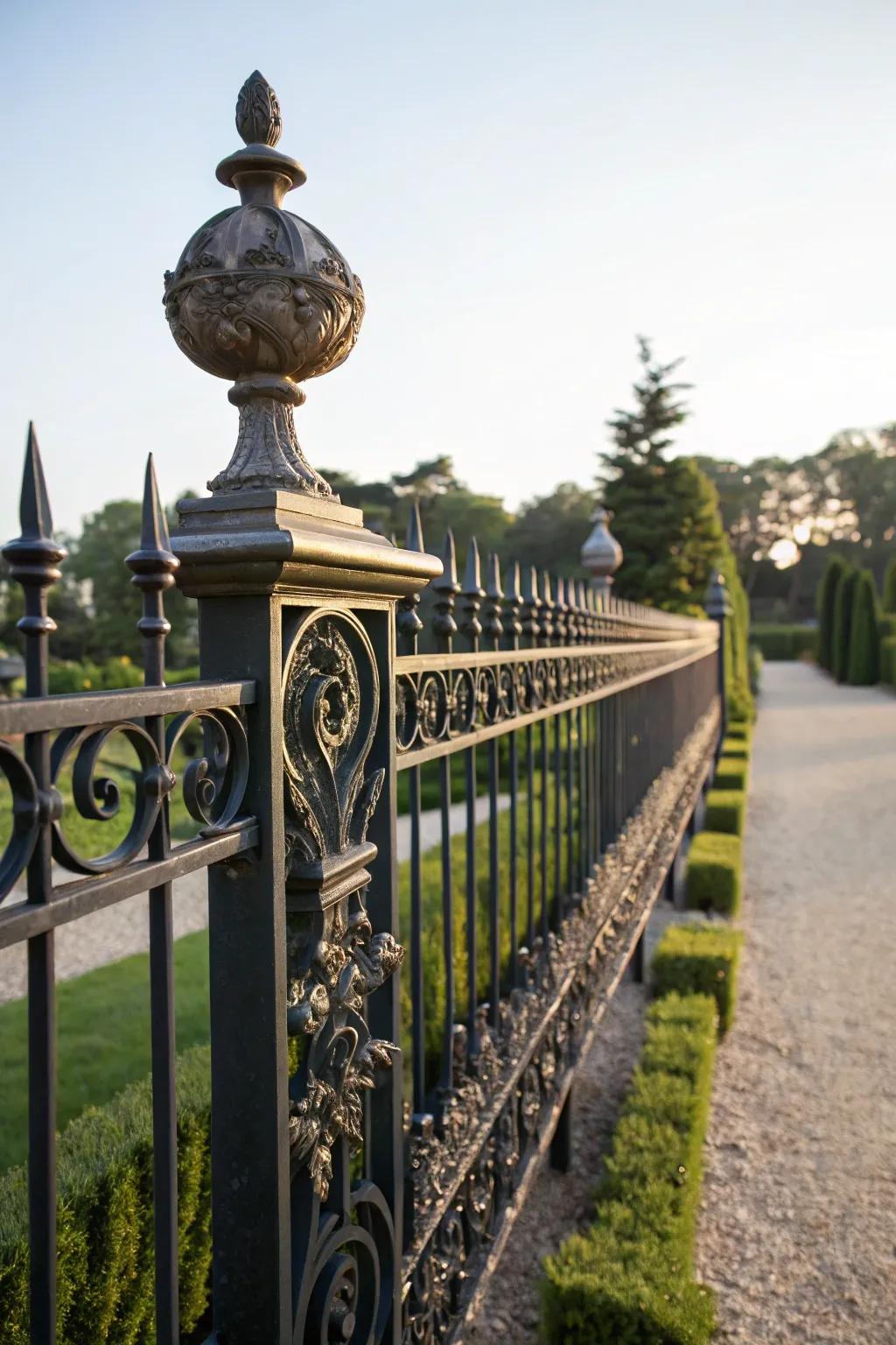 Wrought iron topper for a sophisticated and secure fence.