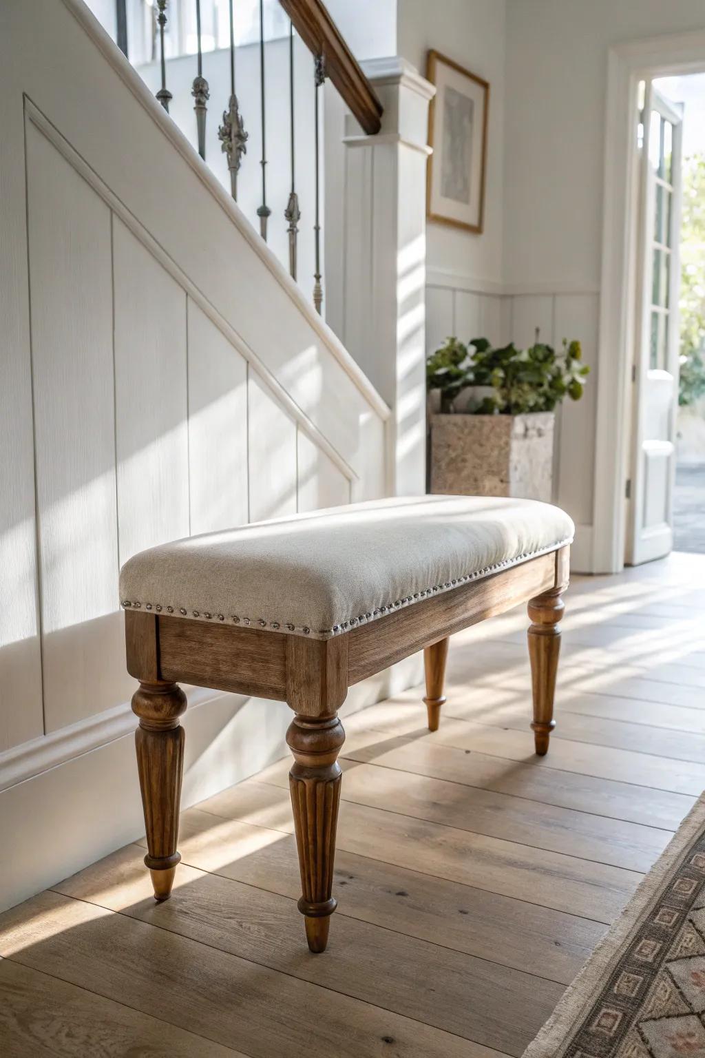 Transform old into gold: A vintage piano bench that sings simplicity and charm.