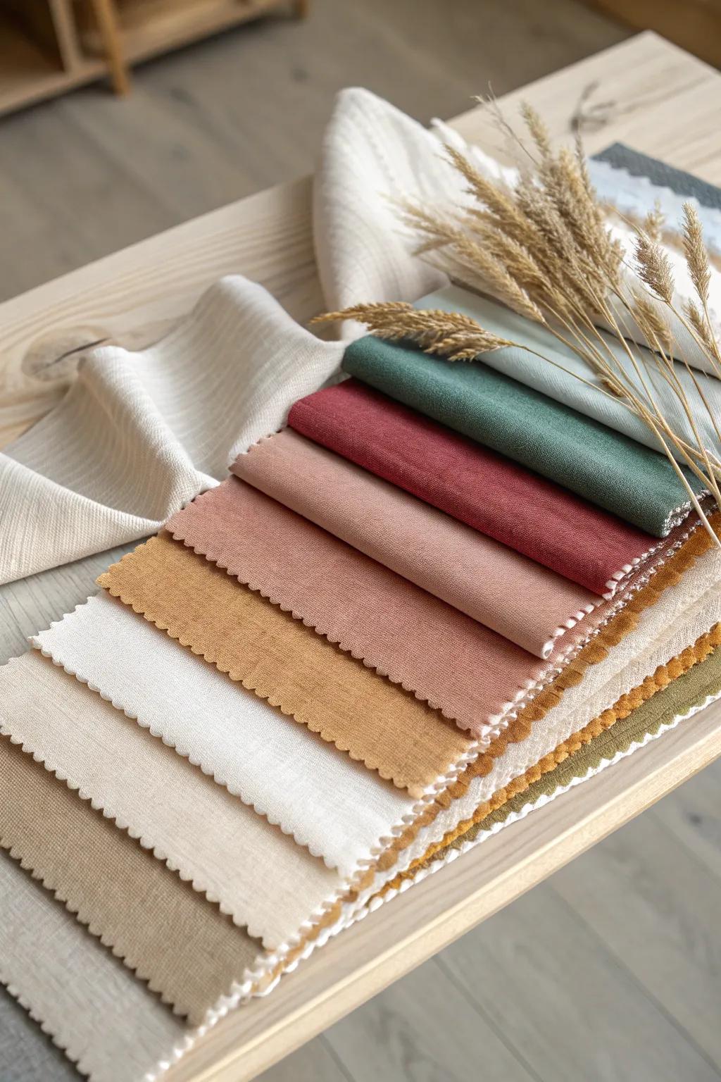 Discover the beauty in simplicity with a curated collection of fabric swatches. Perfect for inspiring your next project. #MoodBoardMagic