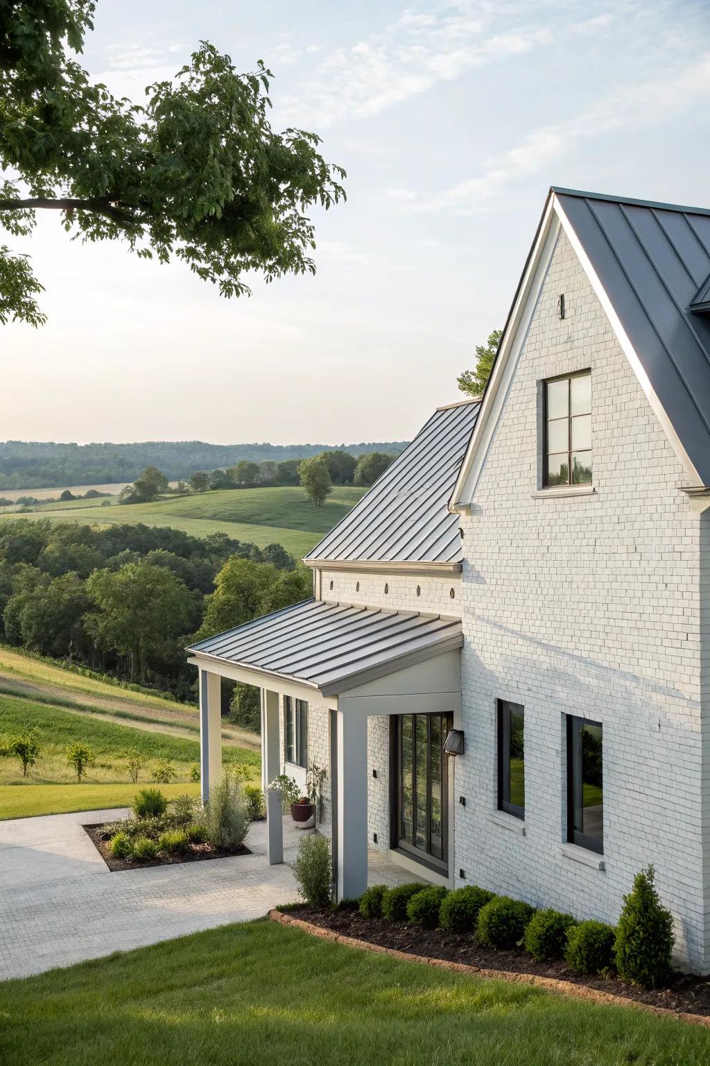 Modern farmhouse charm with white brick