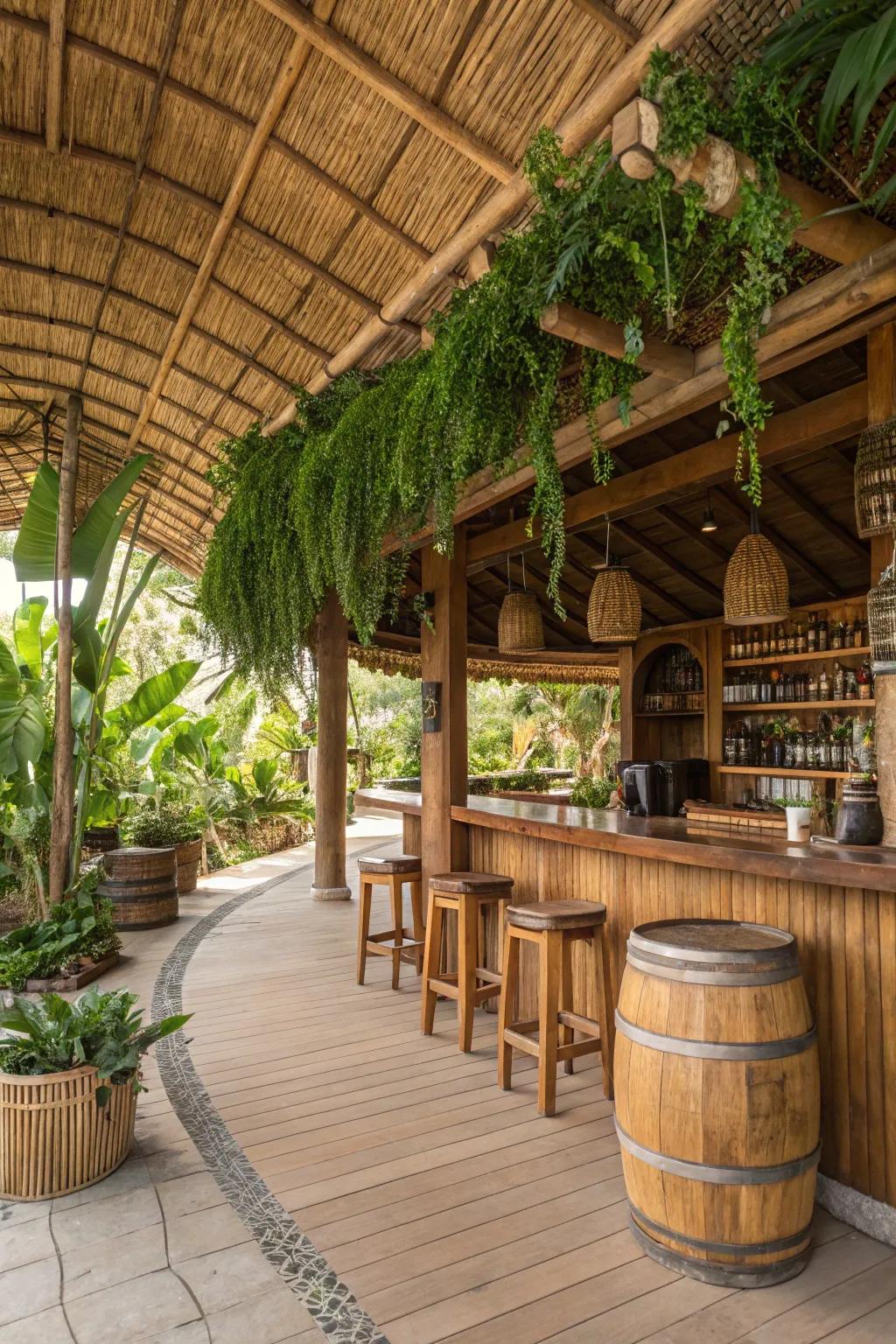 A tropical wine bar for an at-home getaway.