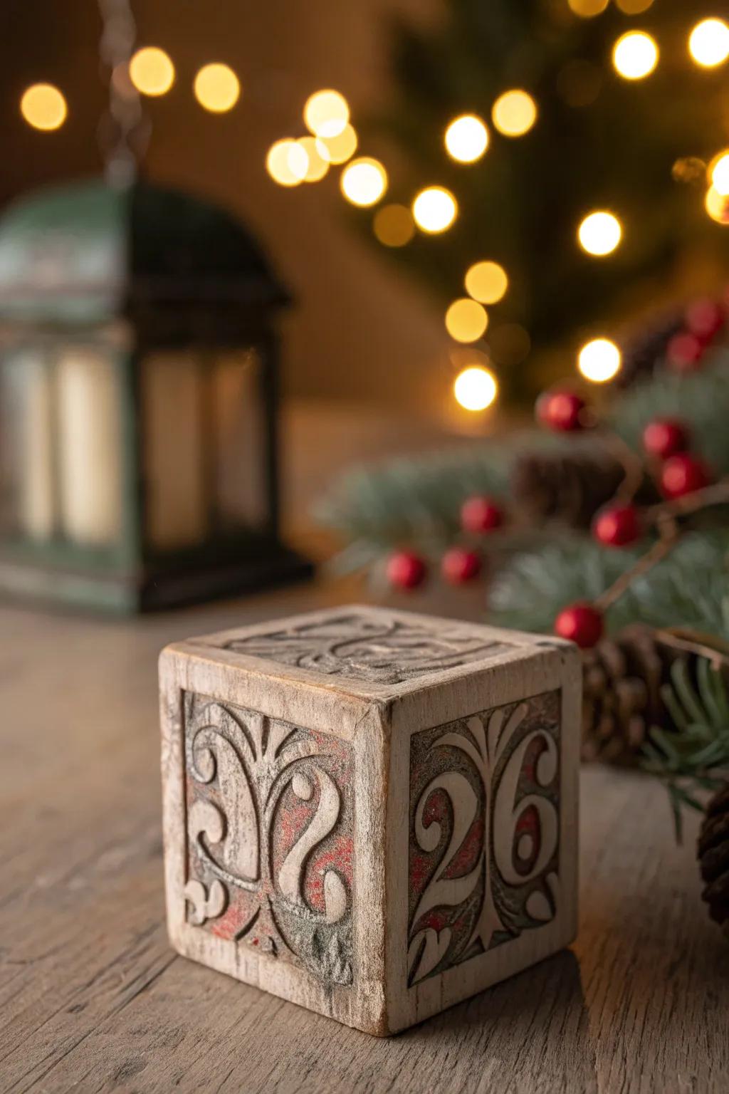 Elevate your holiday decor with the timeless charm of vintage wood blocks.