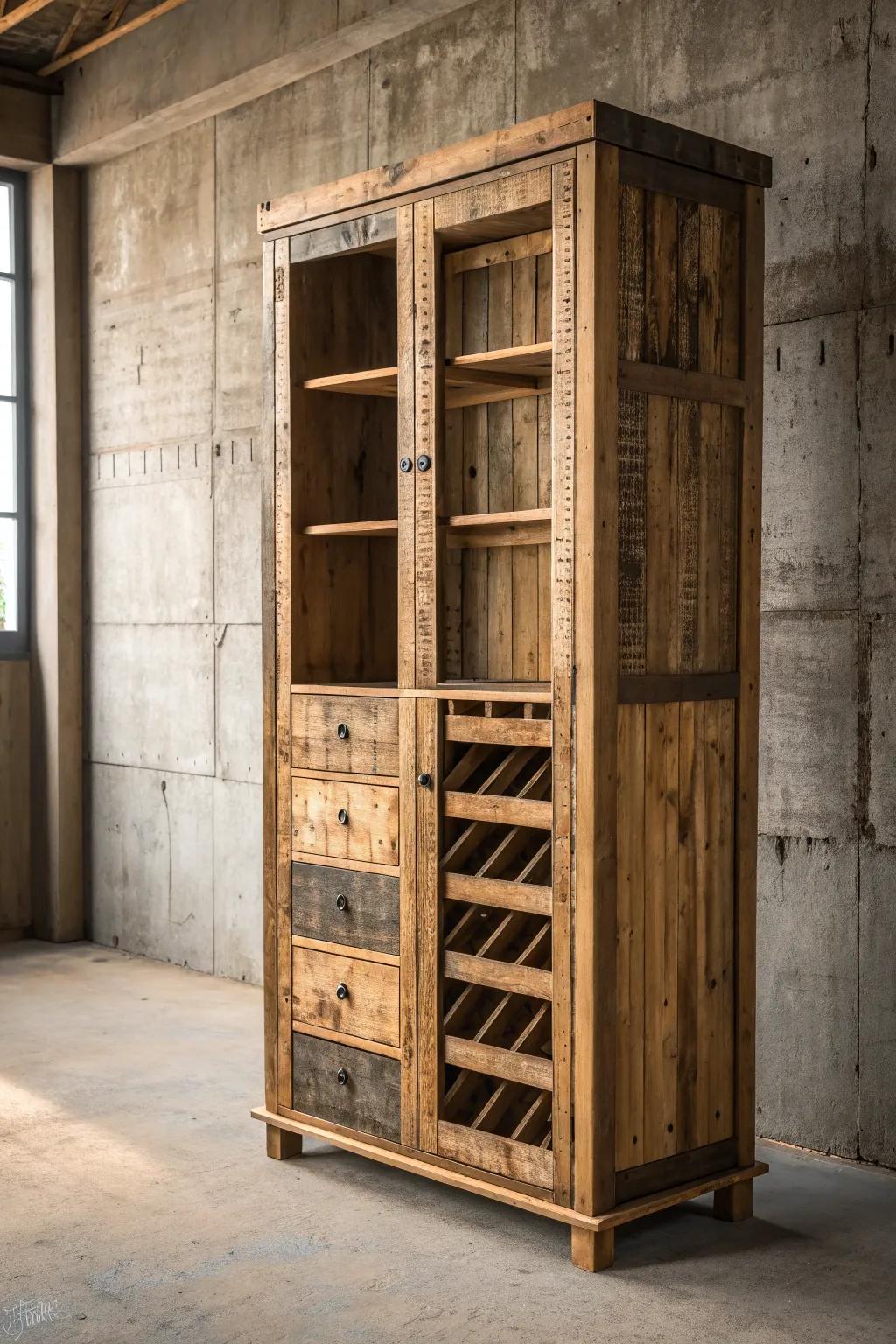 Transform your space with rustic charm using custom pallet storage solutions. #WoodCraft