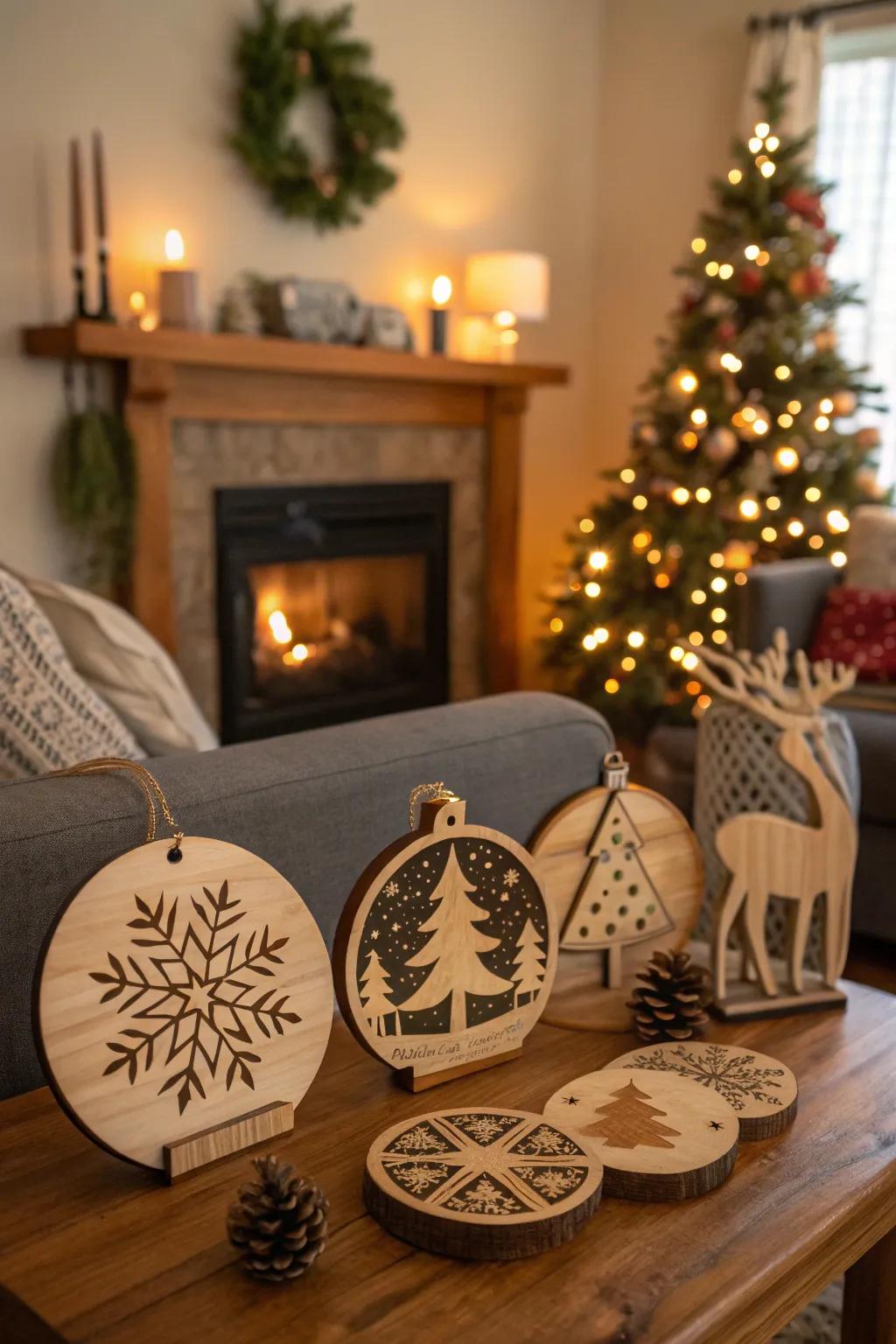 Engraved holiday decor adds festive warmth to your home.