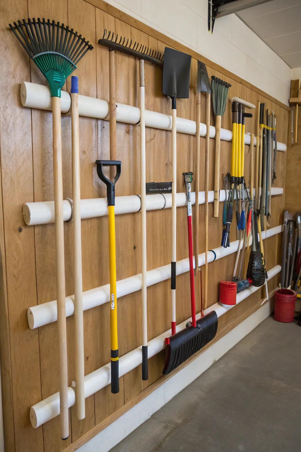 Transform your workshop: PVC pipes make tool storage sleek and simple.