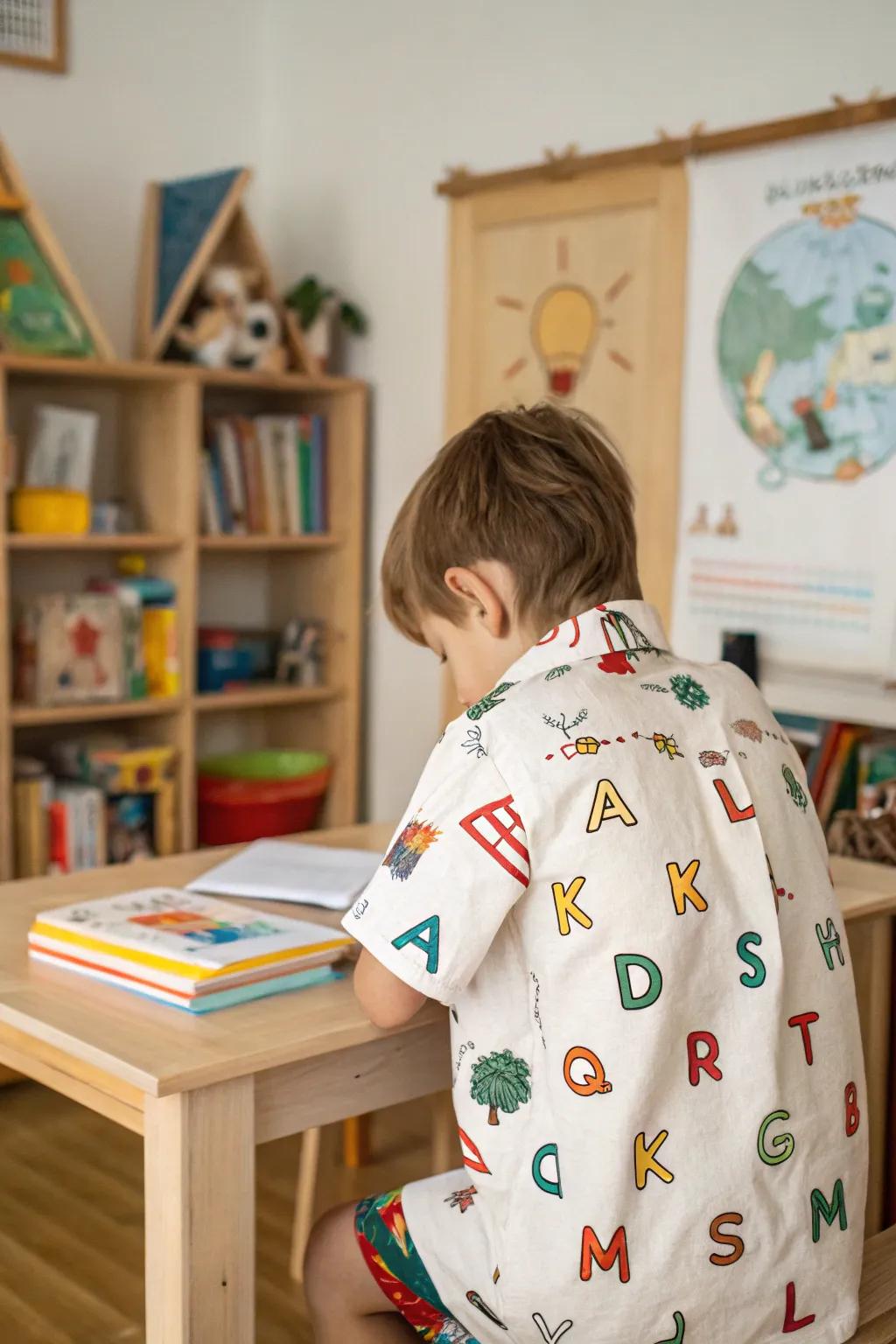 Embark on an alphabet adventure with your shirt.