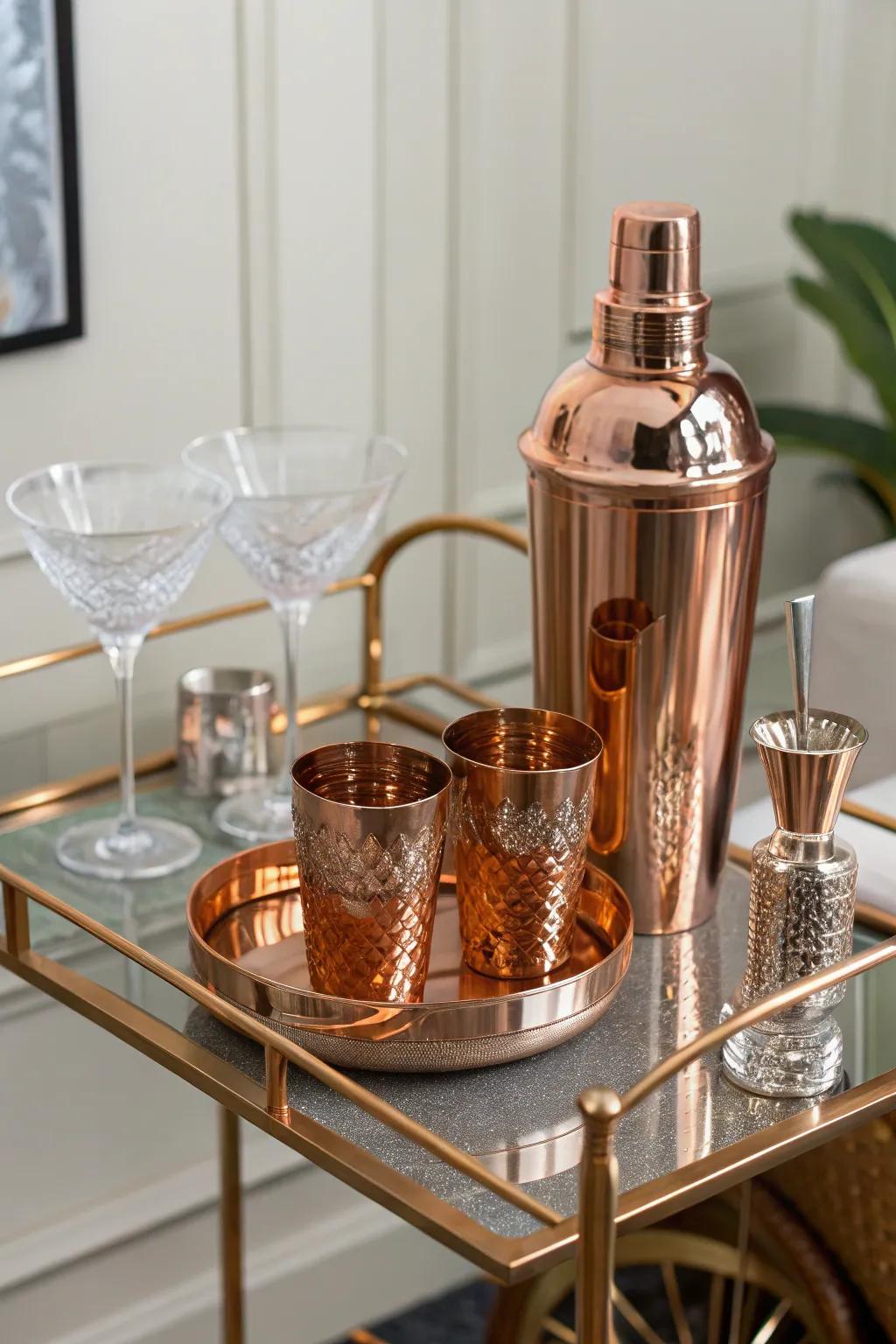 Craft drinks in style with a copper cocktail set.