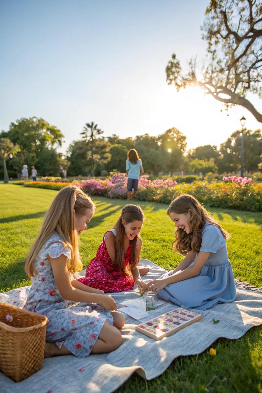 Enjoying a fun-filled outdoor picnic and games.