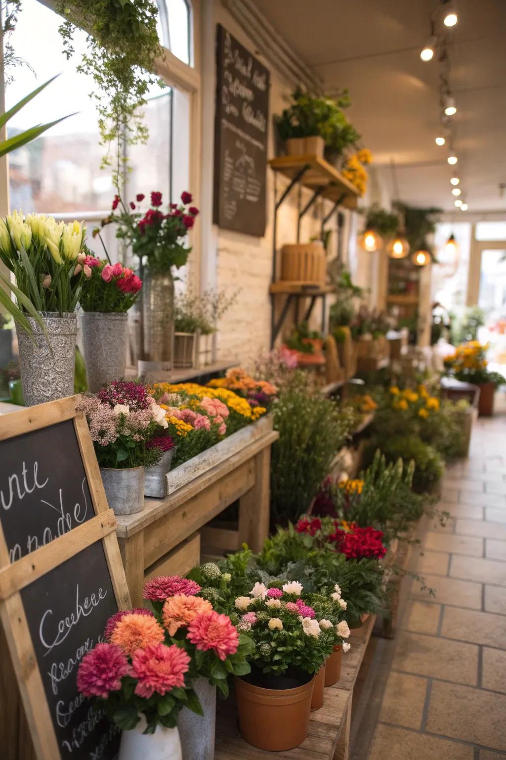 Personal touches in a flower shop