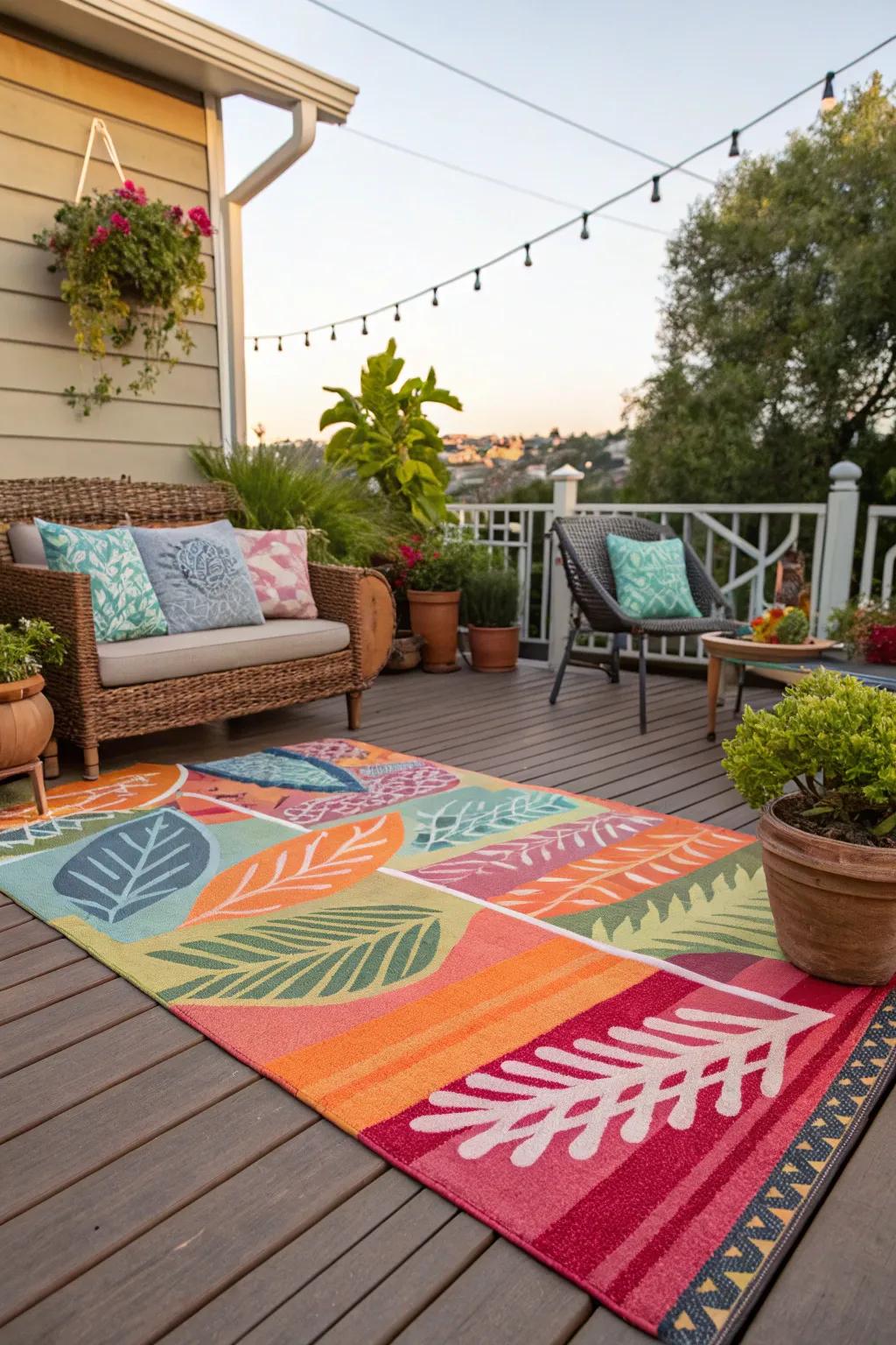 Enhance your outdoor decor with a custom rug.