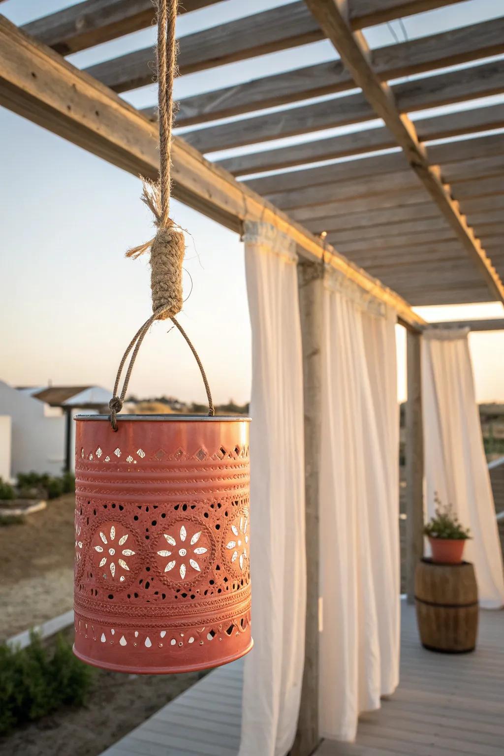 Illuminate your summer nights with DIY elegance—a bold, handcrafted tin can lantern that adds magic to your outdoor space.