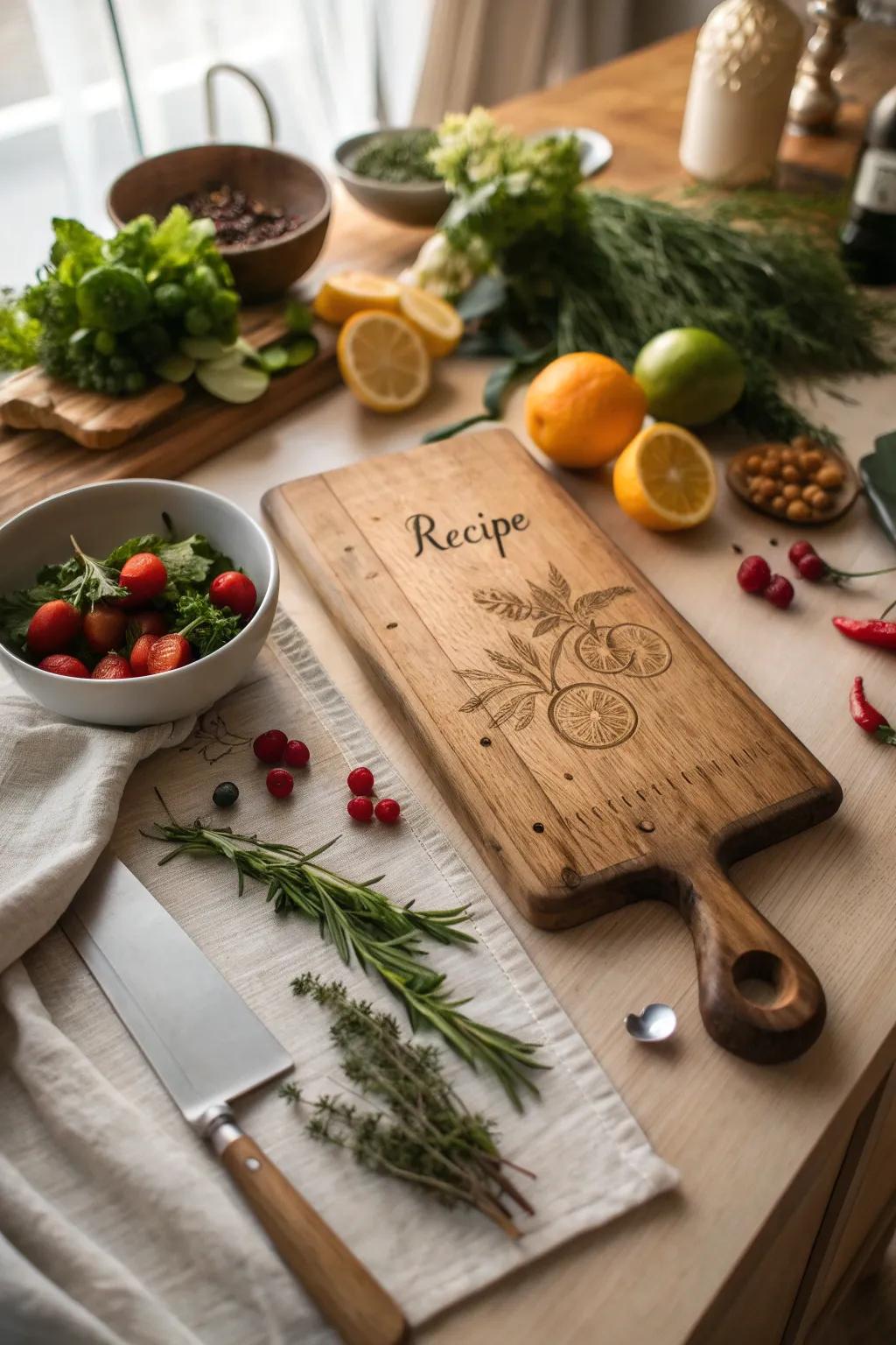 Cook with love using an engraved cutting board