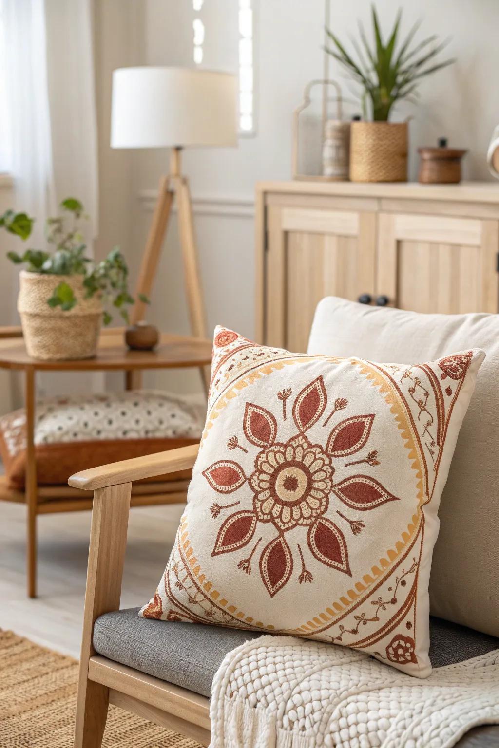Elevate your decor with DIY stenciled pillows for a touch of handcrafted elegance.
