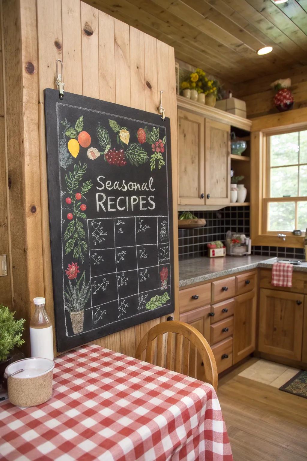 A culinary chalkboard calendar that brings seasonal flavors to life.