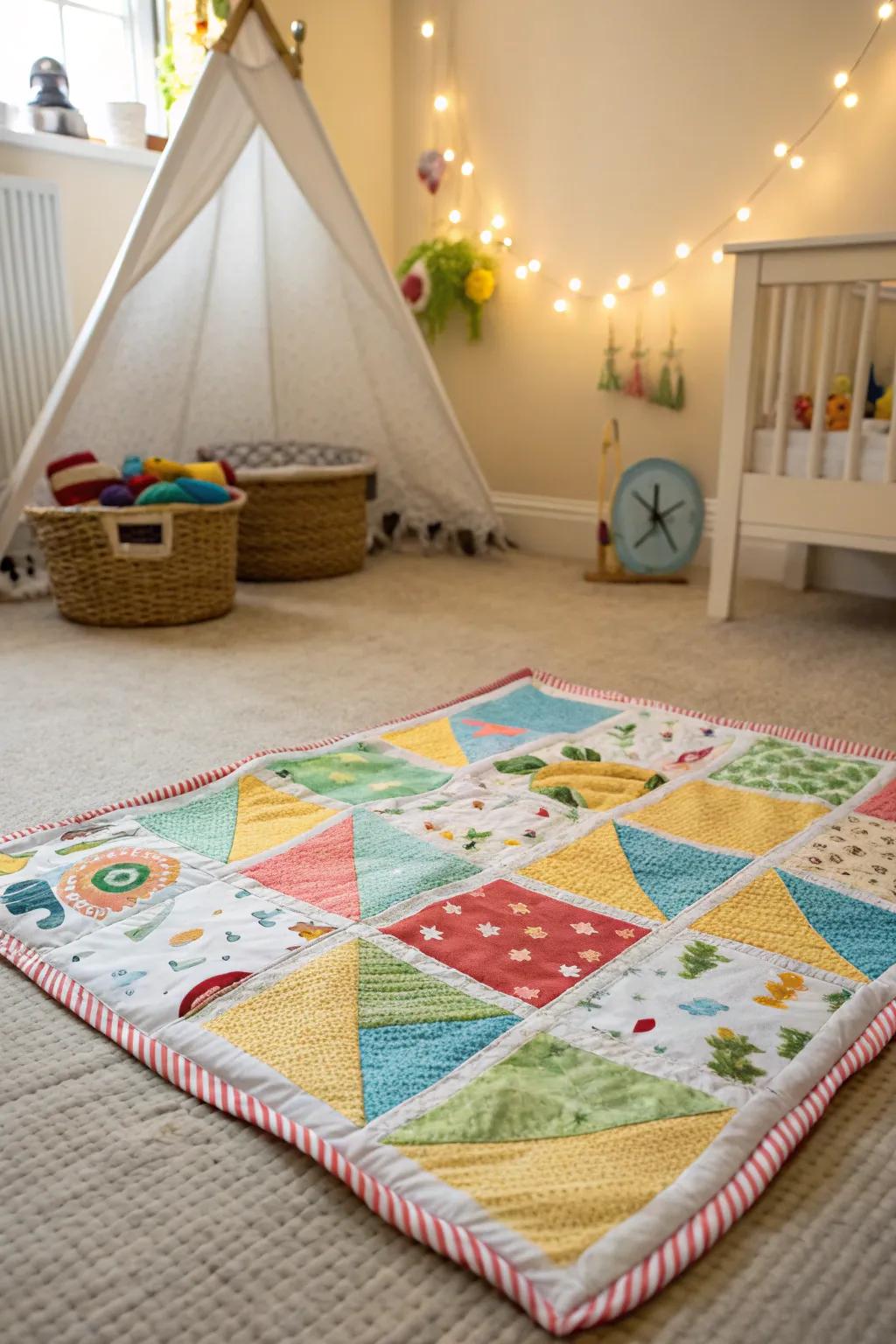 Handmade quilted play blankets offer comfort and style for playtime and beyond.