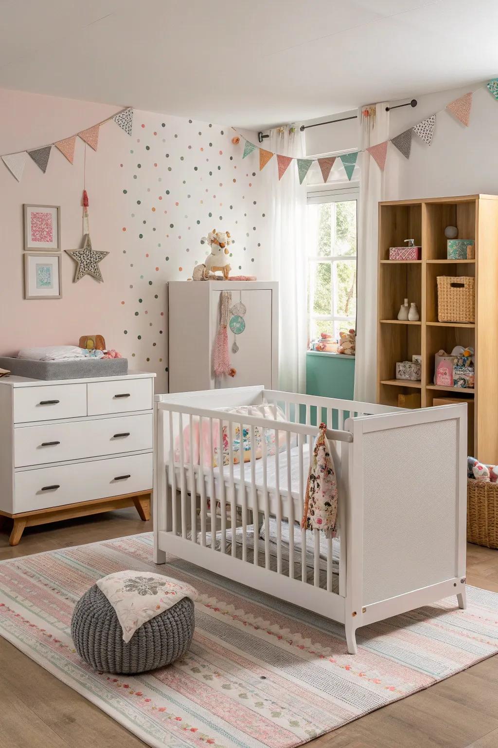 Multi-functional furniture offers practicality and adaptability in a nursery.