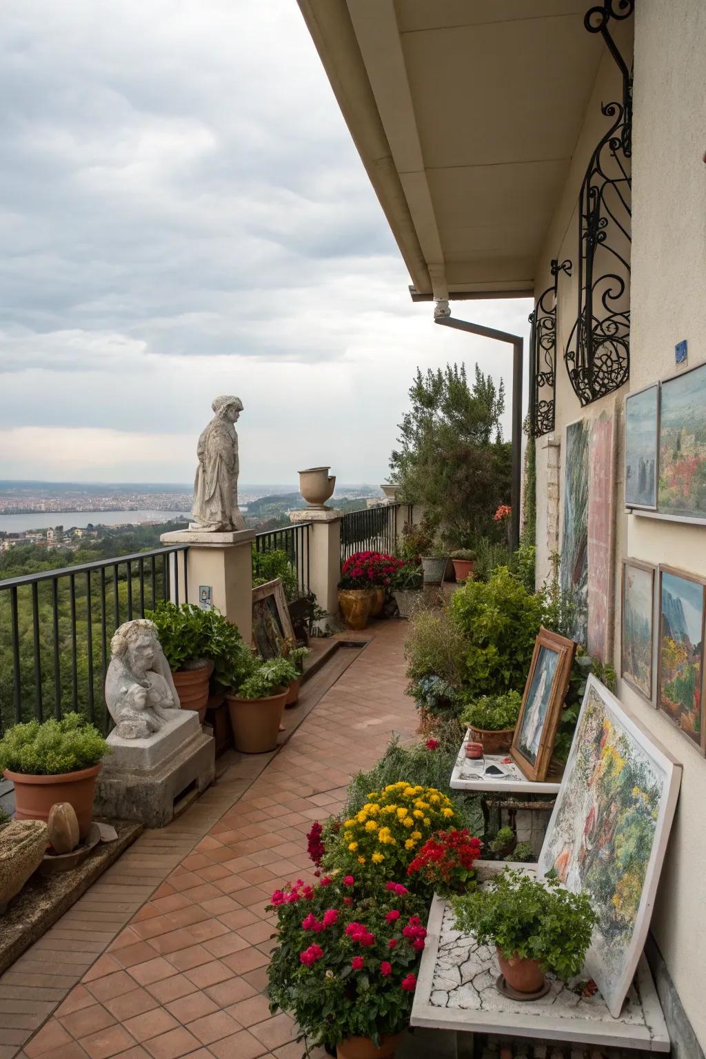 Art adds personality and interest to your balcony.