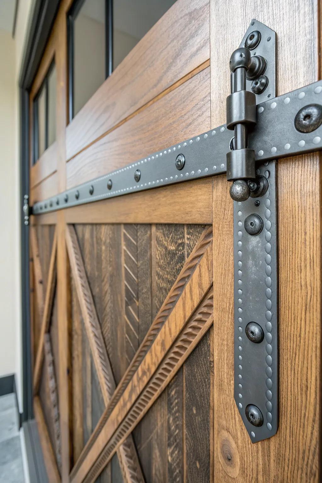 Discover the perfect blend of industrial and rustic elegance with mixed material barn door hardware.